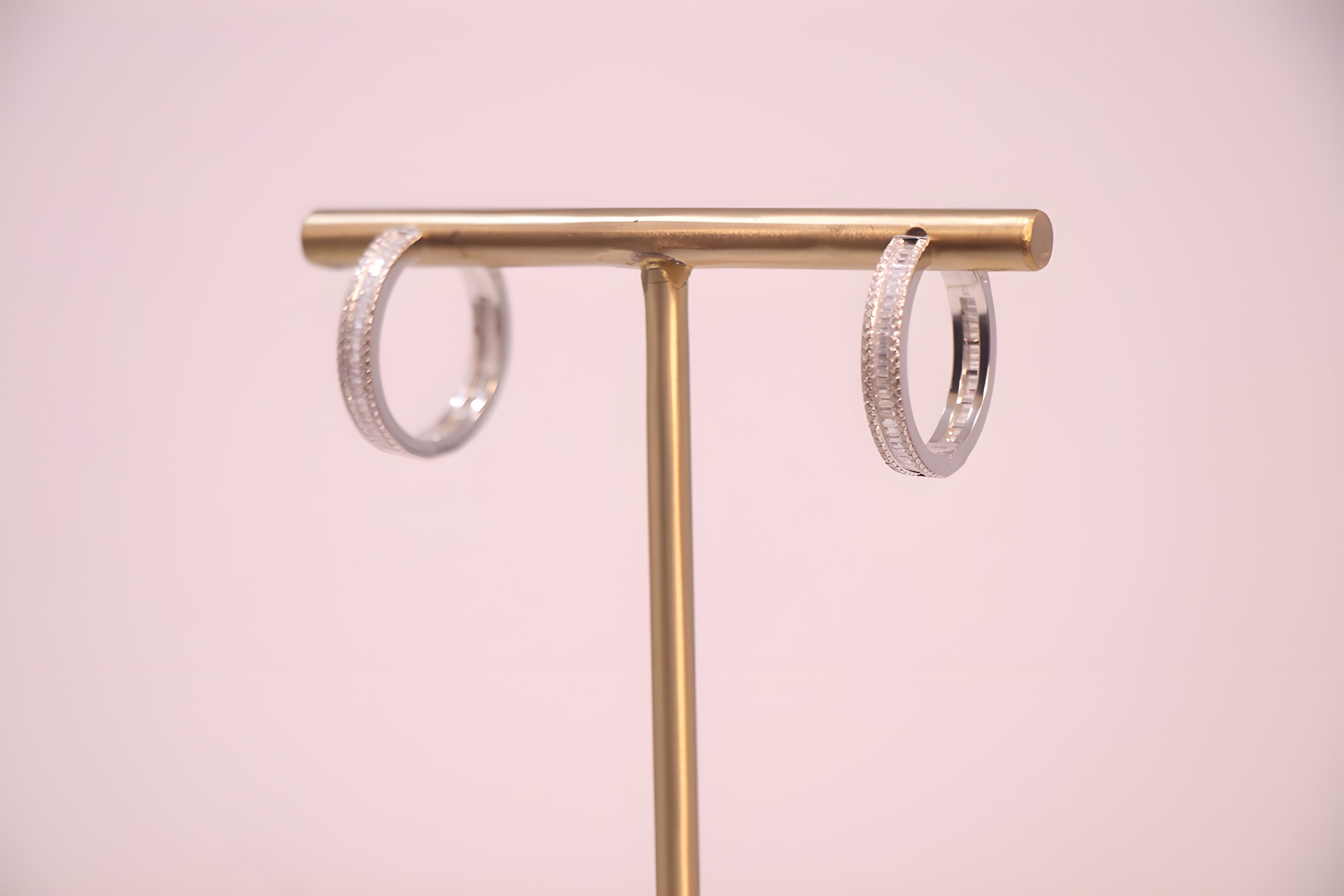 VeeLux Premium Sparkle Sterling Silver Loop Earrings