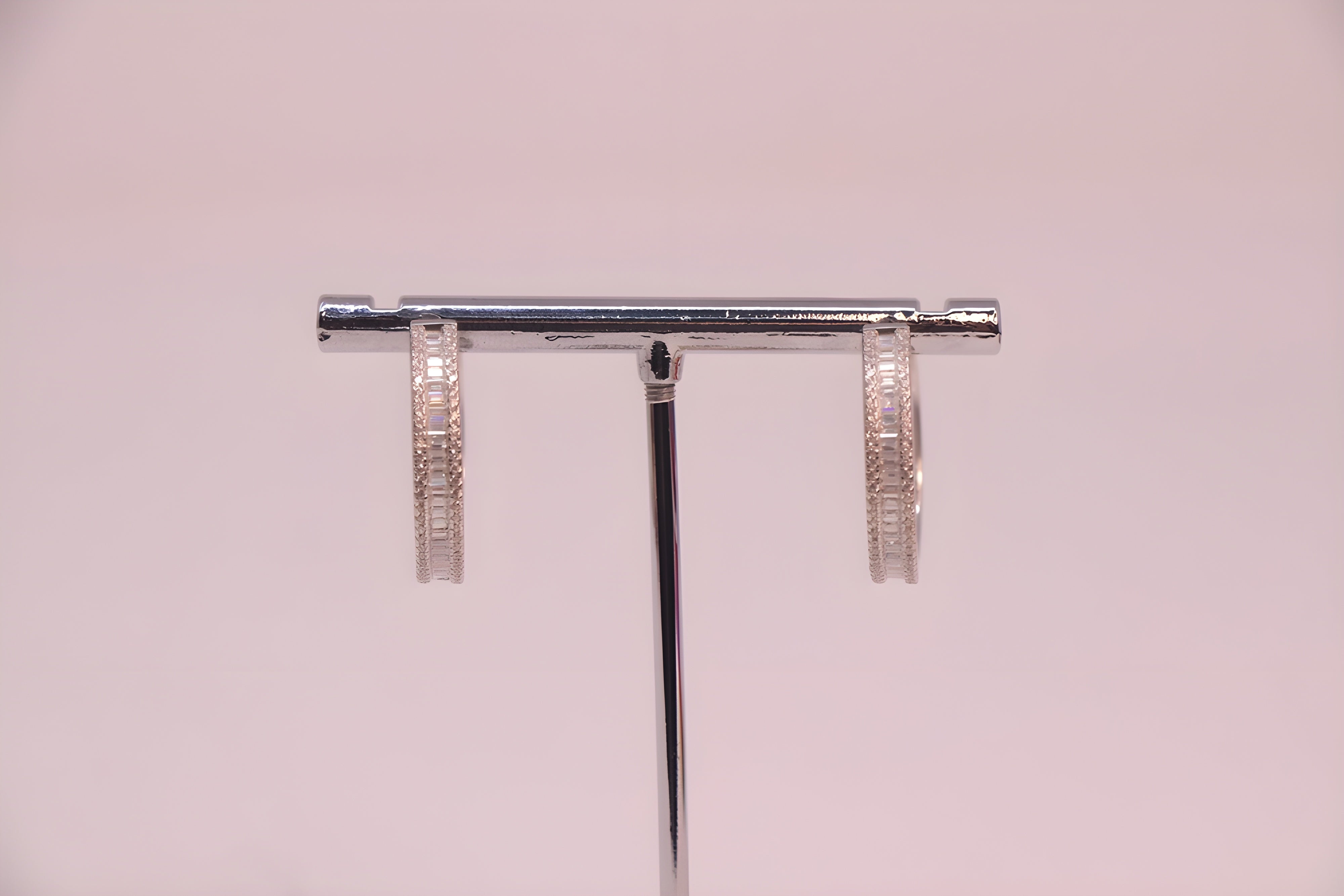 VeeLux Premium Sparkle Sterling Silver Loop Earrings