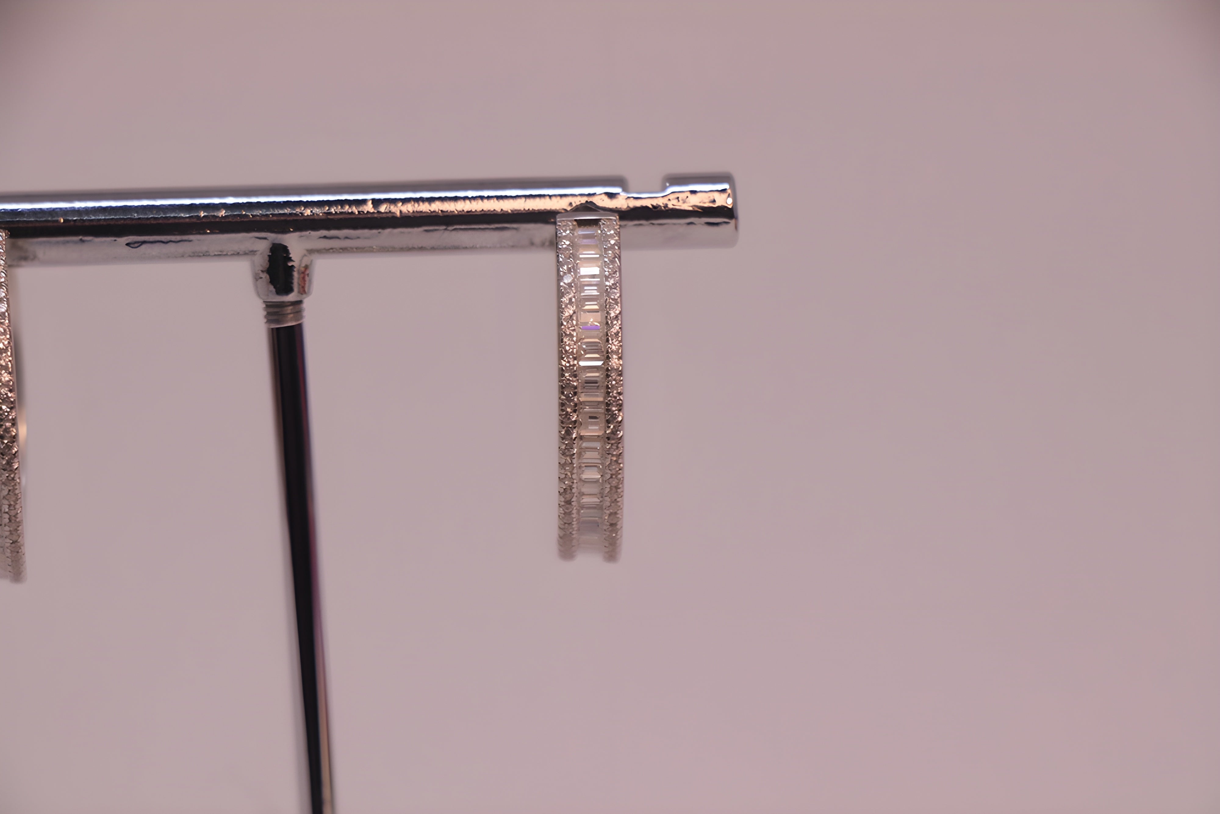 VeeLux Premium Sparkle Sterling Silver Loop Earrings