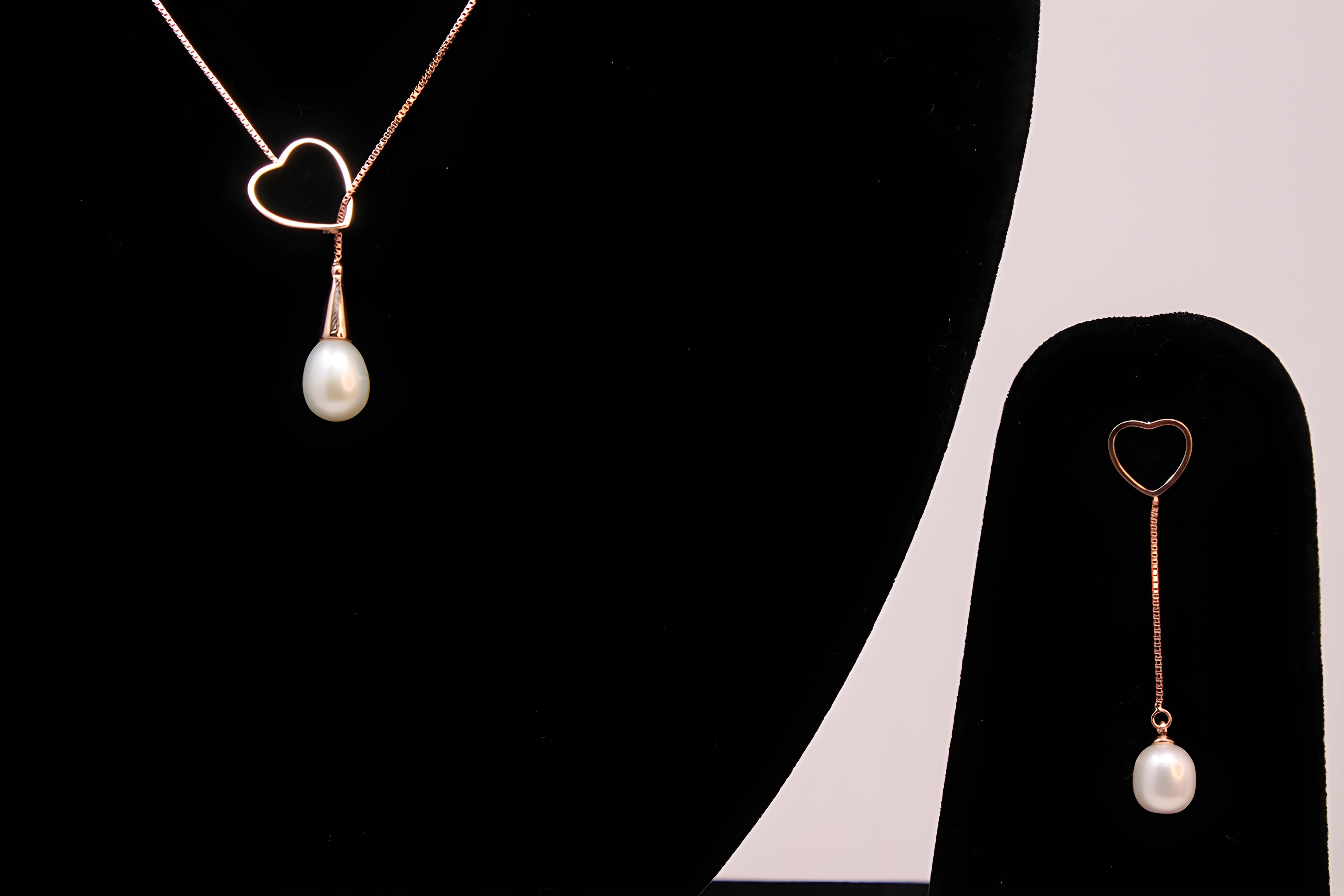 Golden Serenade Sterling Silver Pendant Set with Drop-Shaped Artificial Pearls