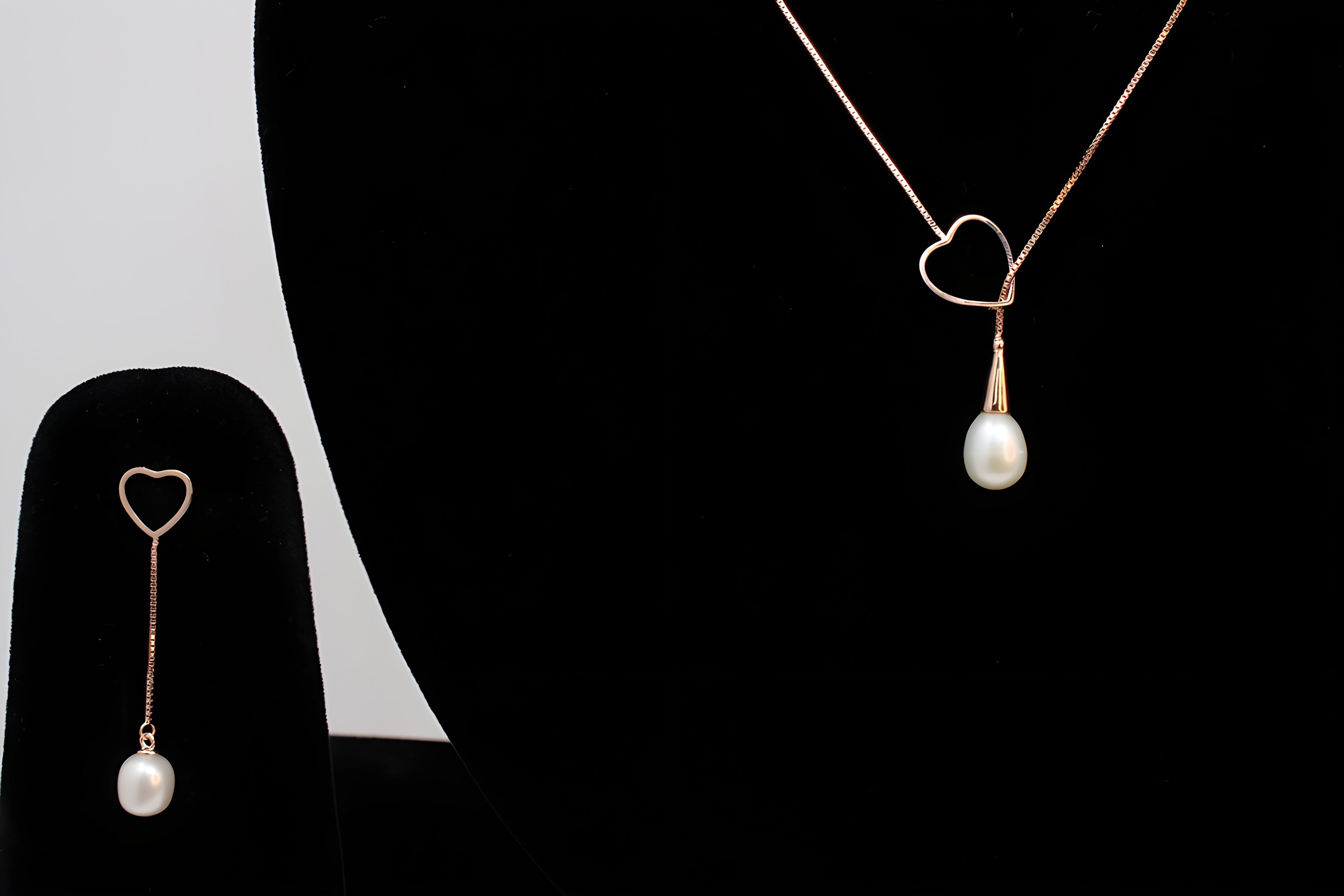 Golden Serenade Sterling Silver Pendant Set with Drop-Shaped Artificial Pearls