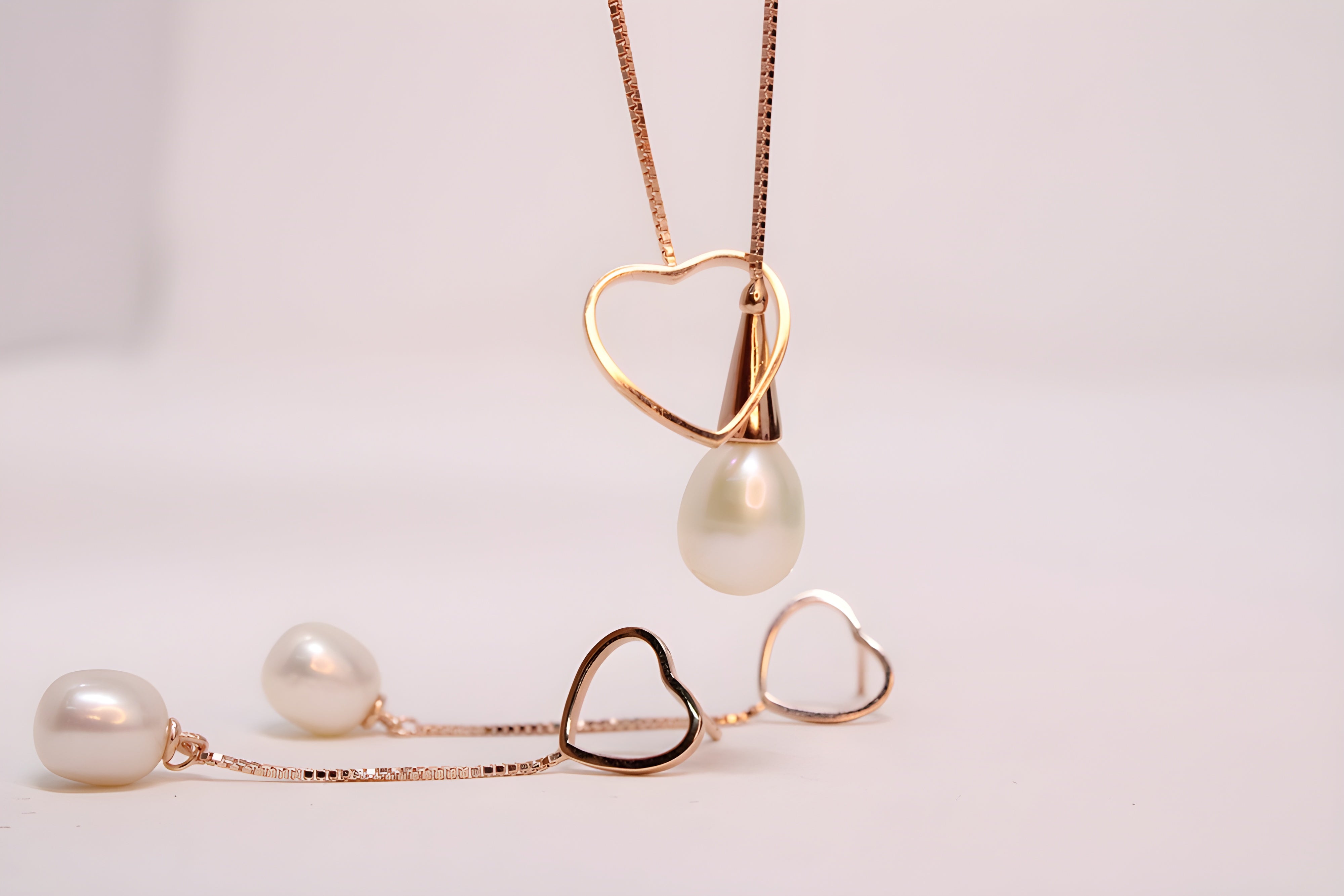 Golden Serenade Sterling Silver Pendant Set with Drop-Shaped Artificial Pearls