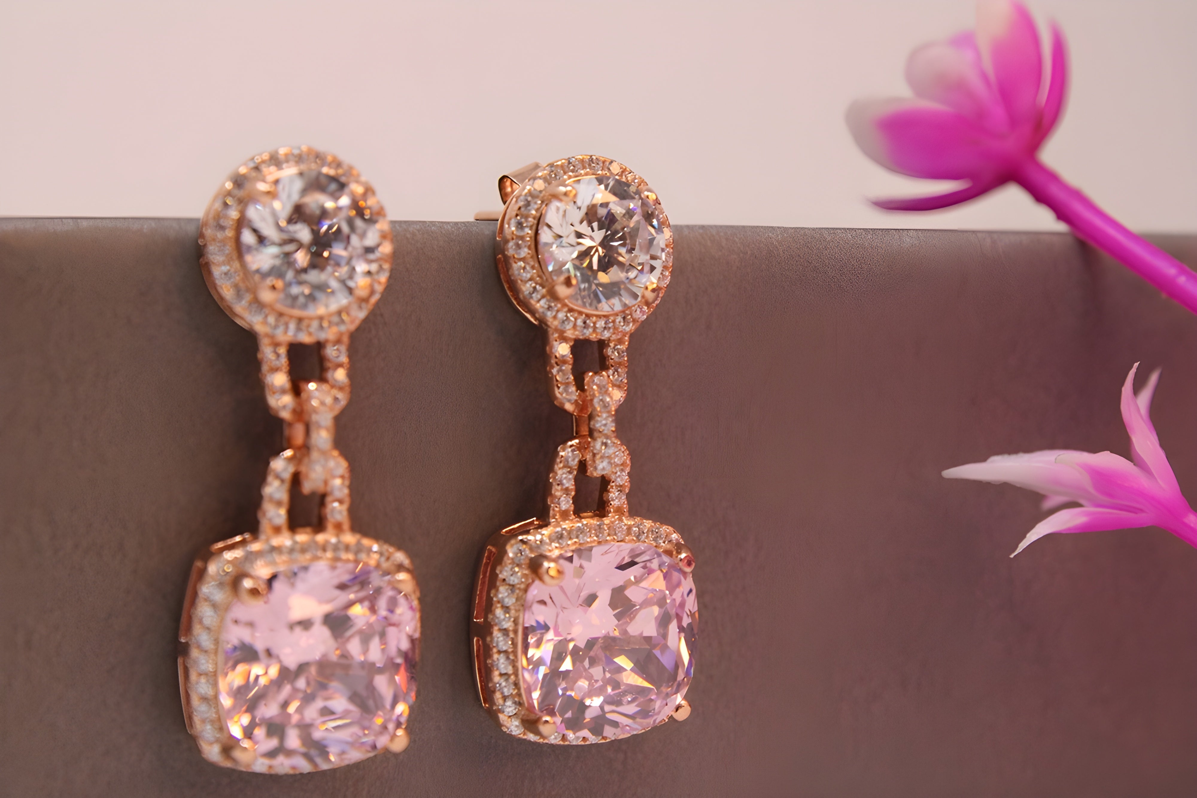 Pink Petal Radiance 92.5 Sterling Silver Earrings