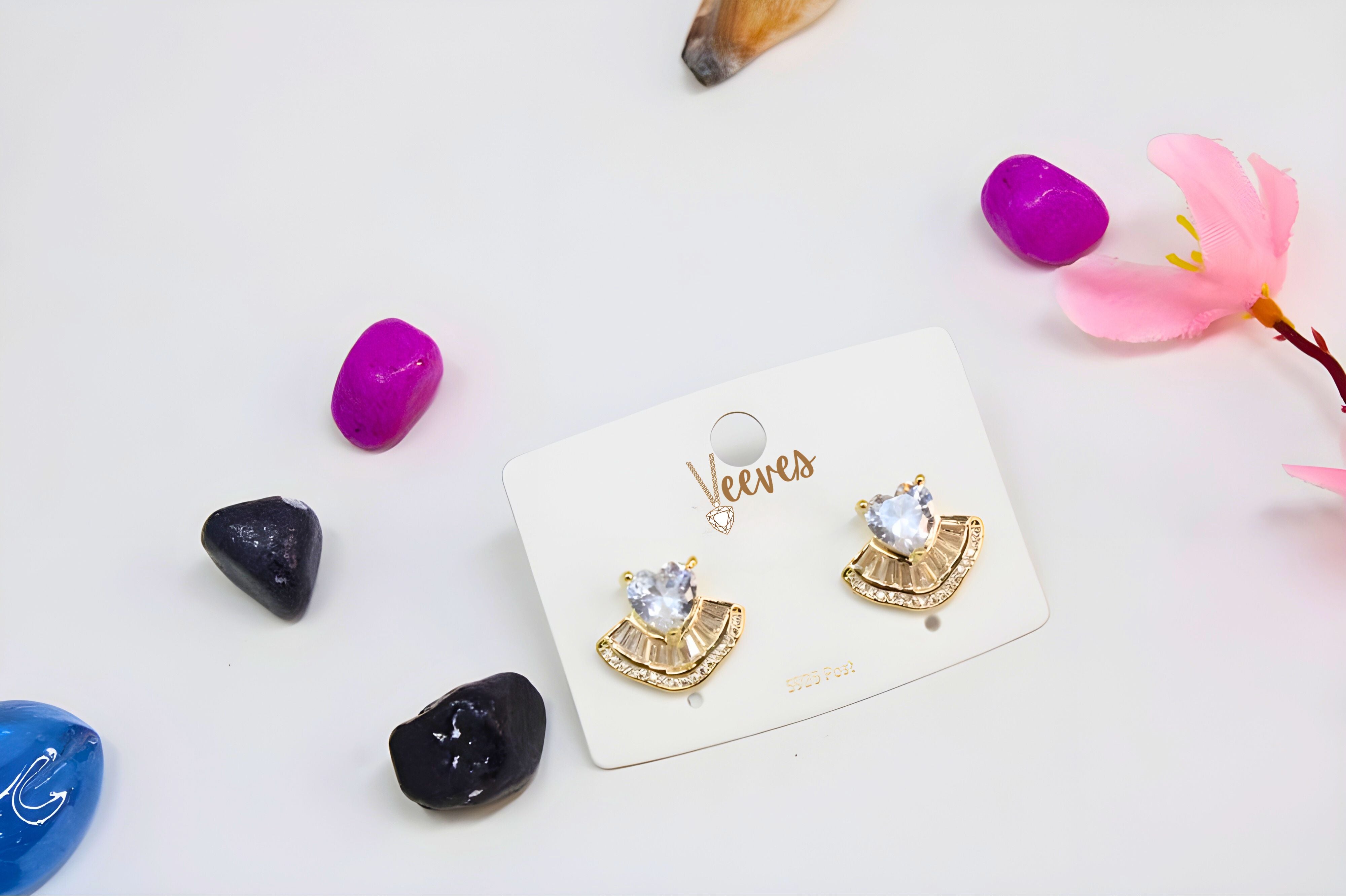 Diamond Heart and Butterfly Earrings