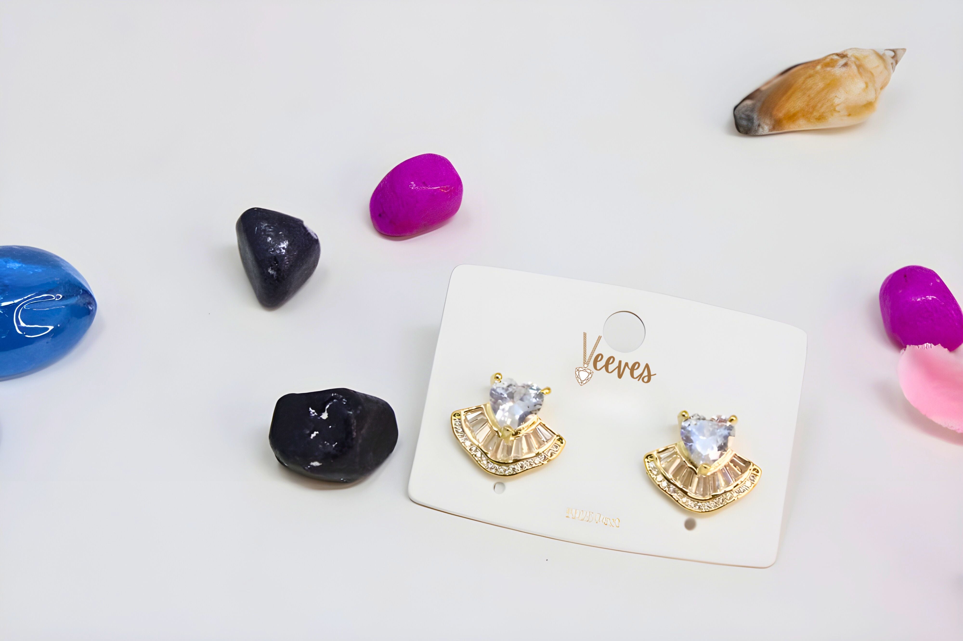 Diamond Heart and Butterfly Earrings