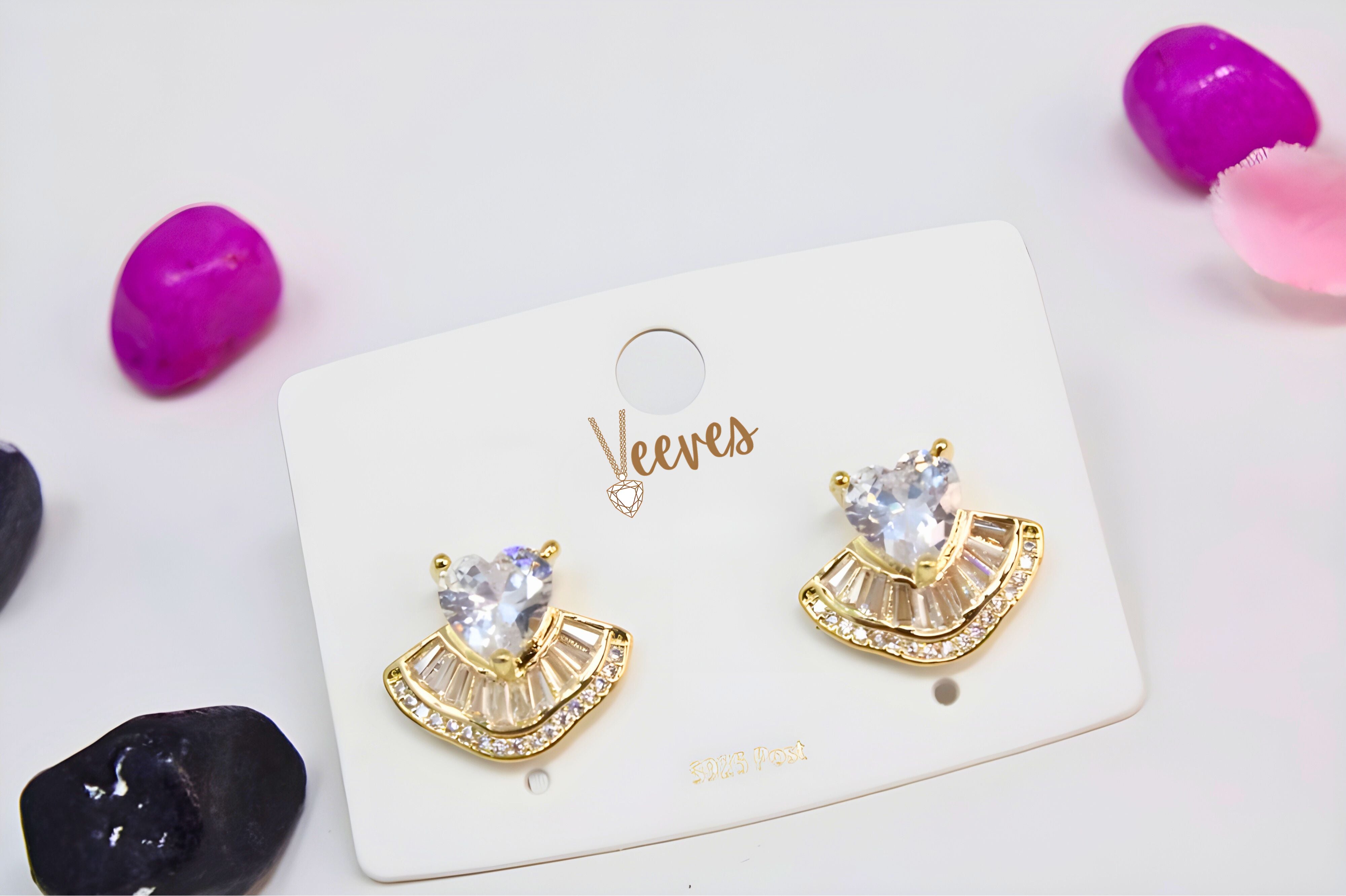 Diamond Heart and Butterfly Earrings