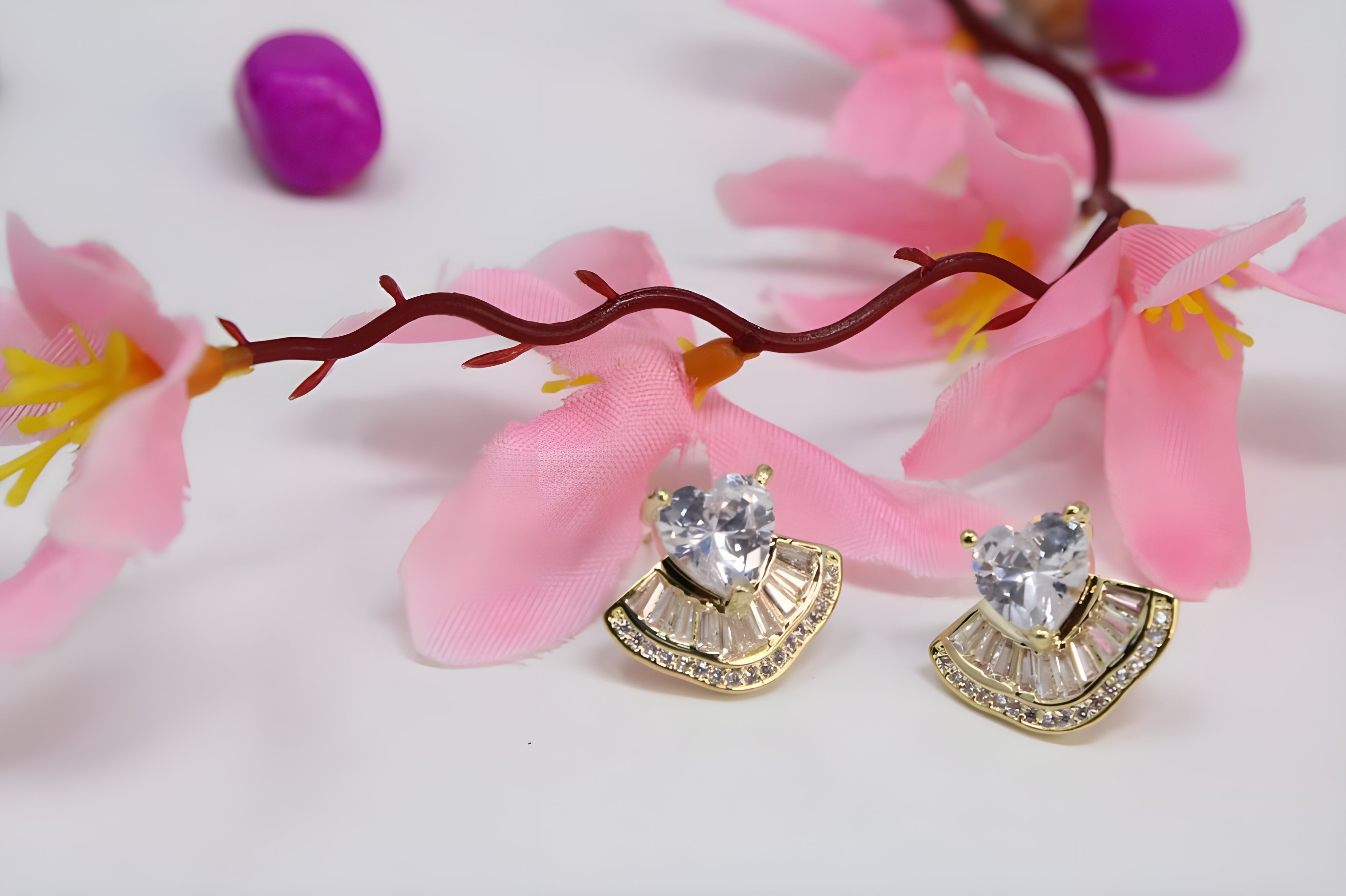Diamond Heart and Butterfly Earrings