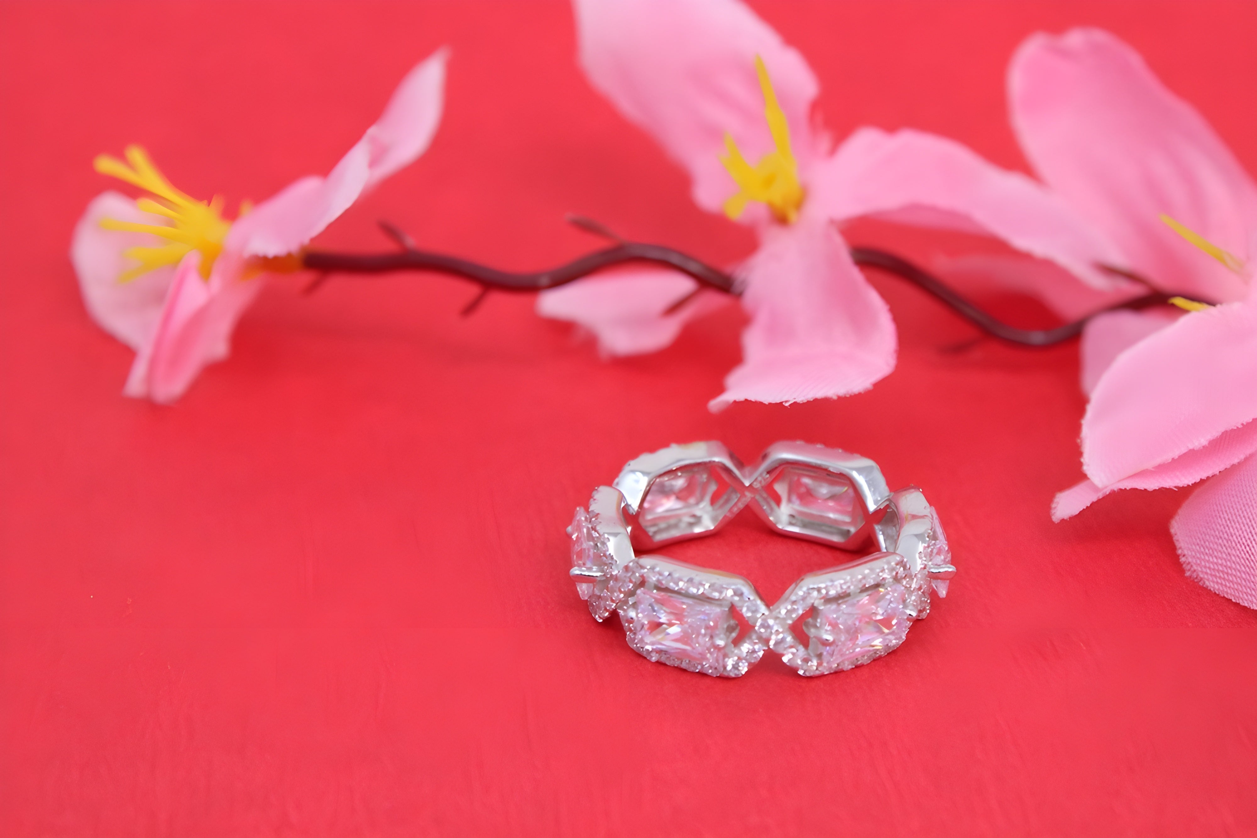 Sterling Silver Sparkle VeeLux Premium Crystal Ring