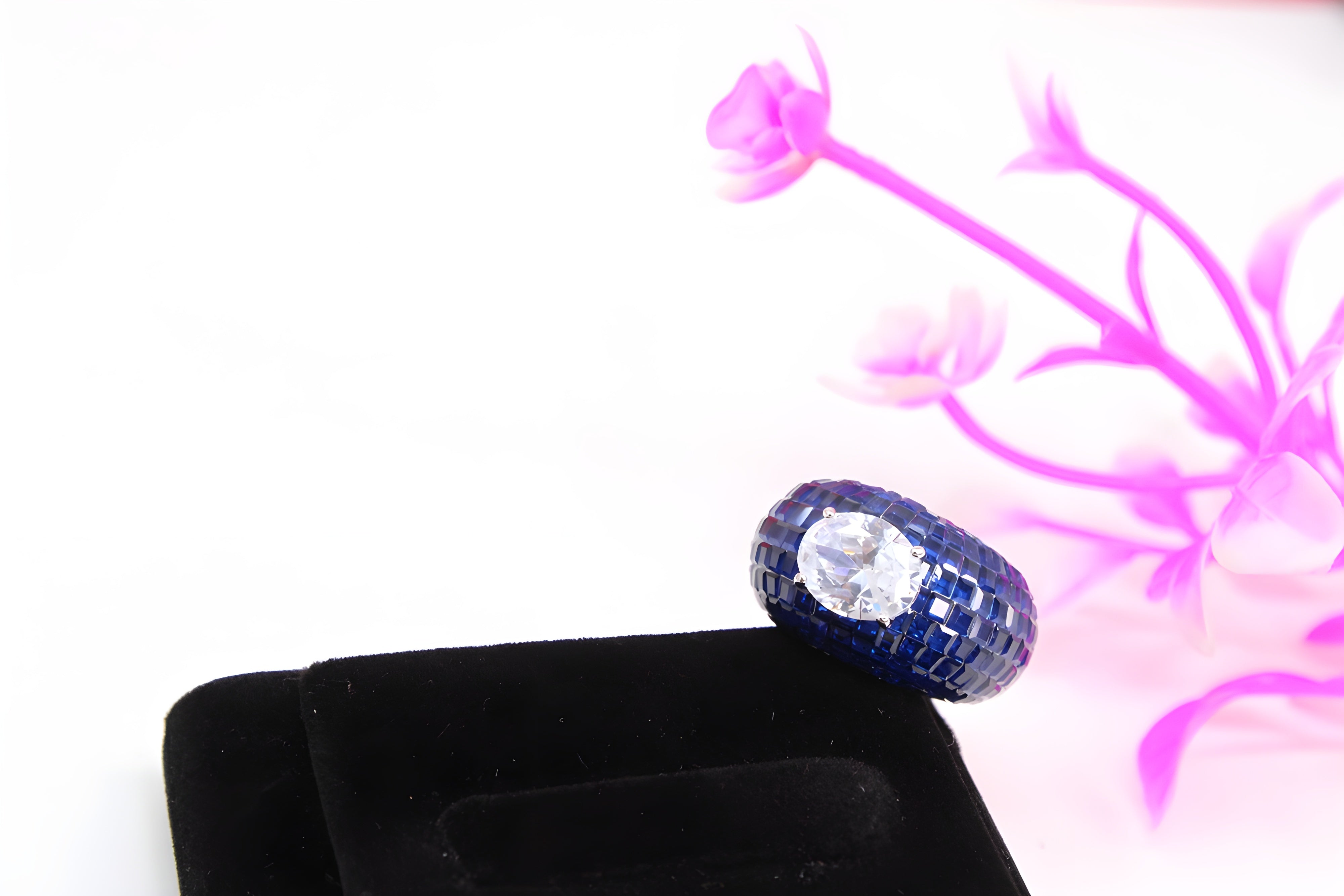 Sterling Silver Azure VeeLux Premium Crystal Ring