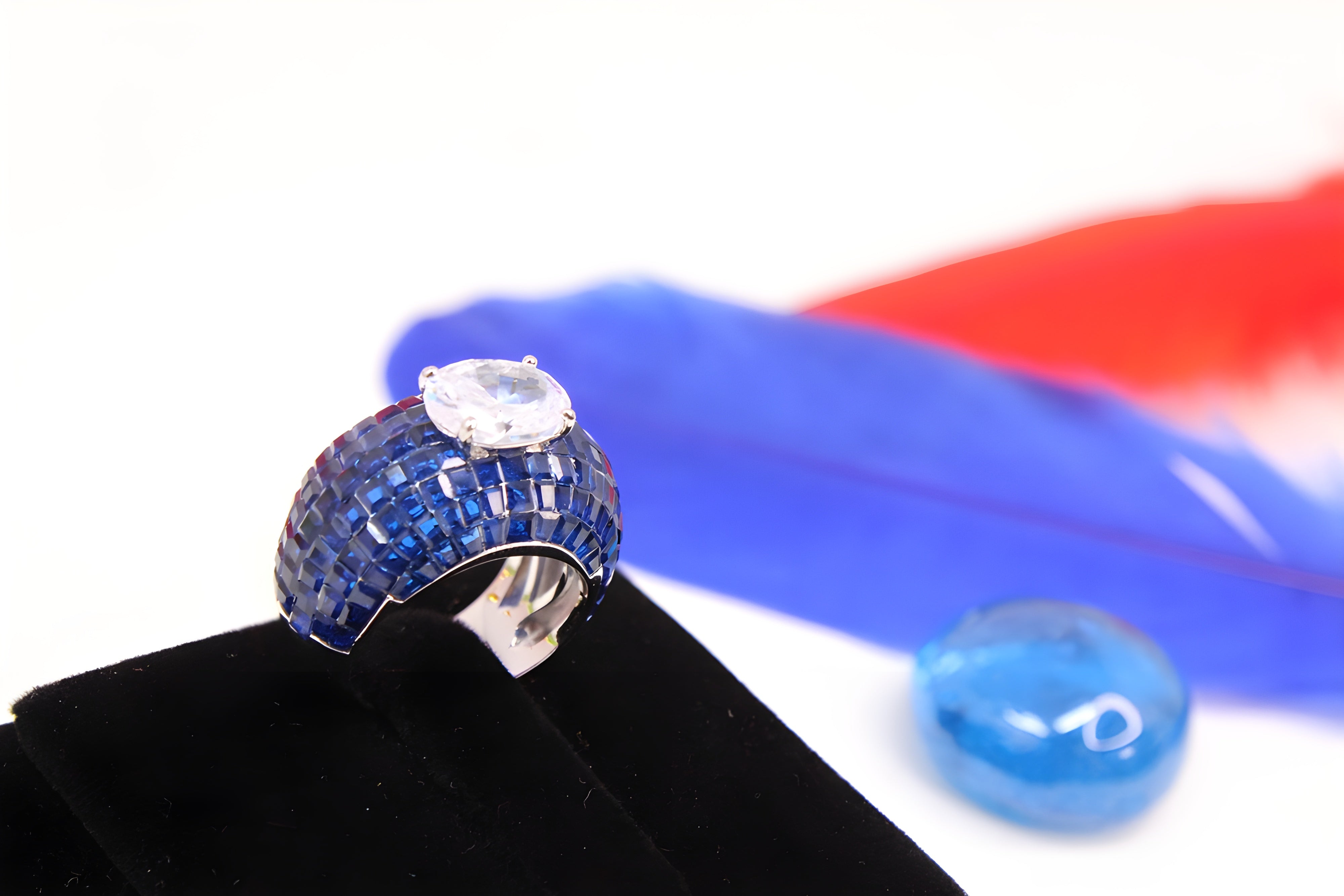 Sterling Silver Azure VeeLux Premium Crystal Ring