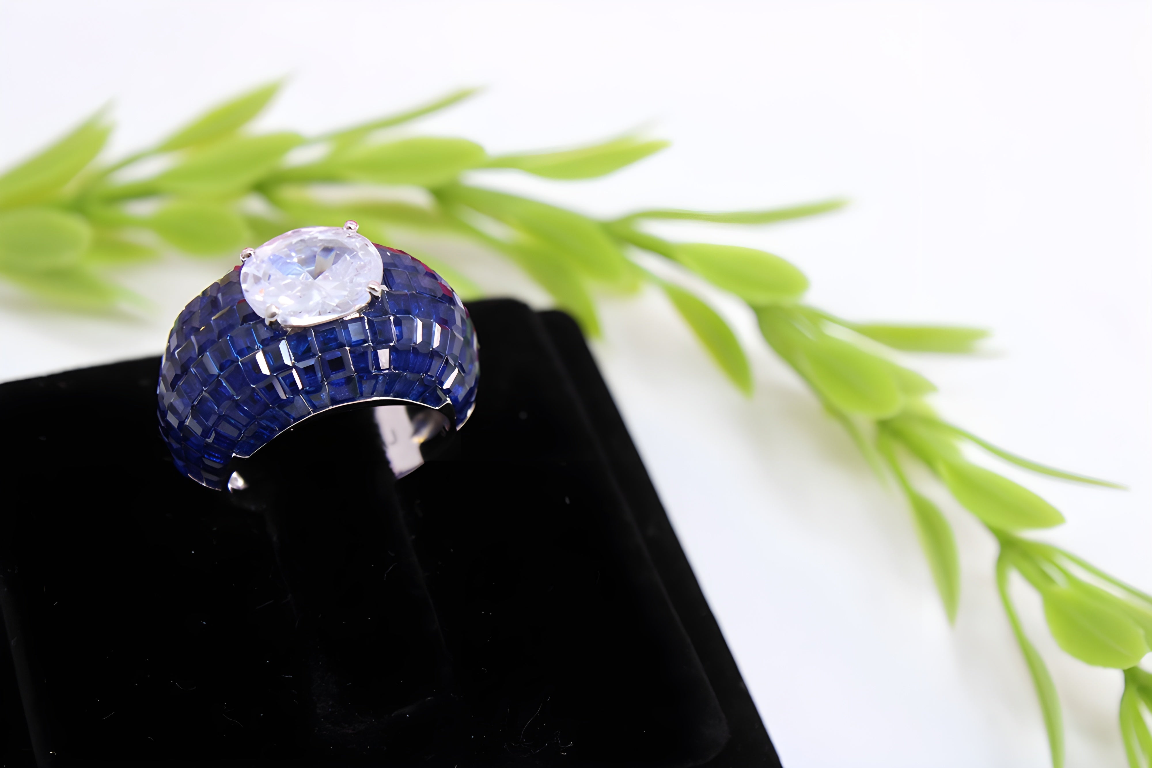Sterling Silver Azure VeeLux Premium Crystal Ring