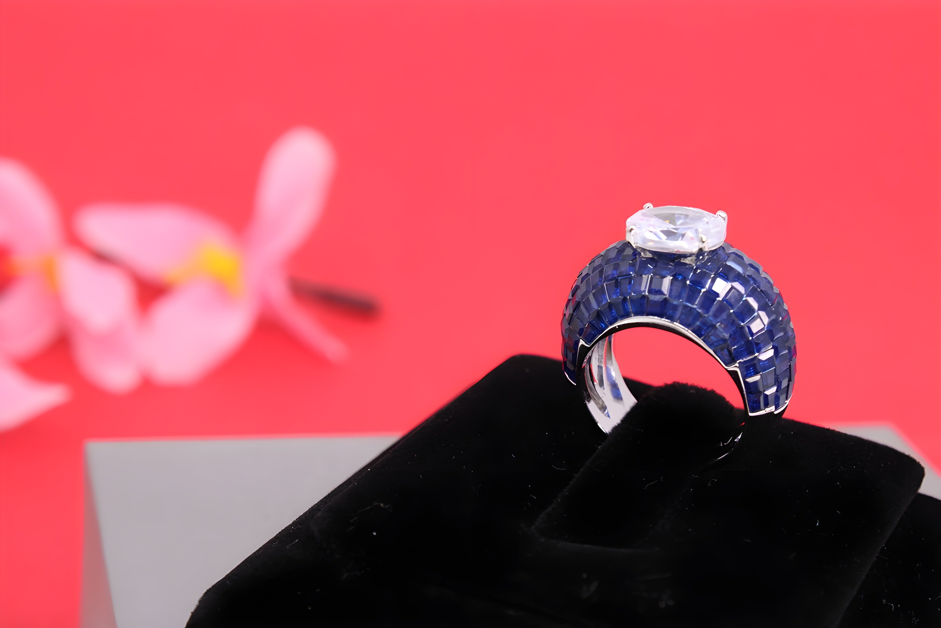 Sterling Silver Azure VeeLux Premium Crystal Ring