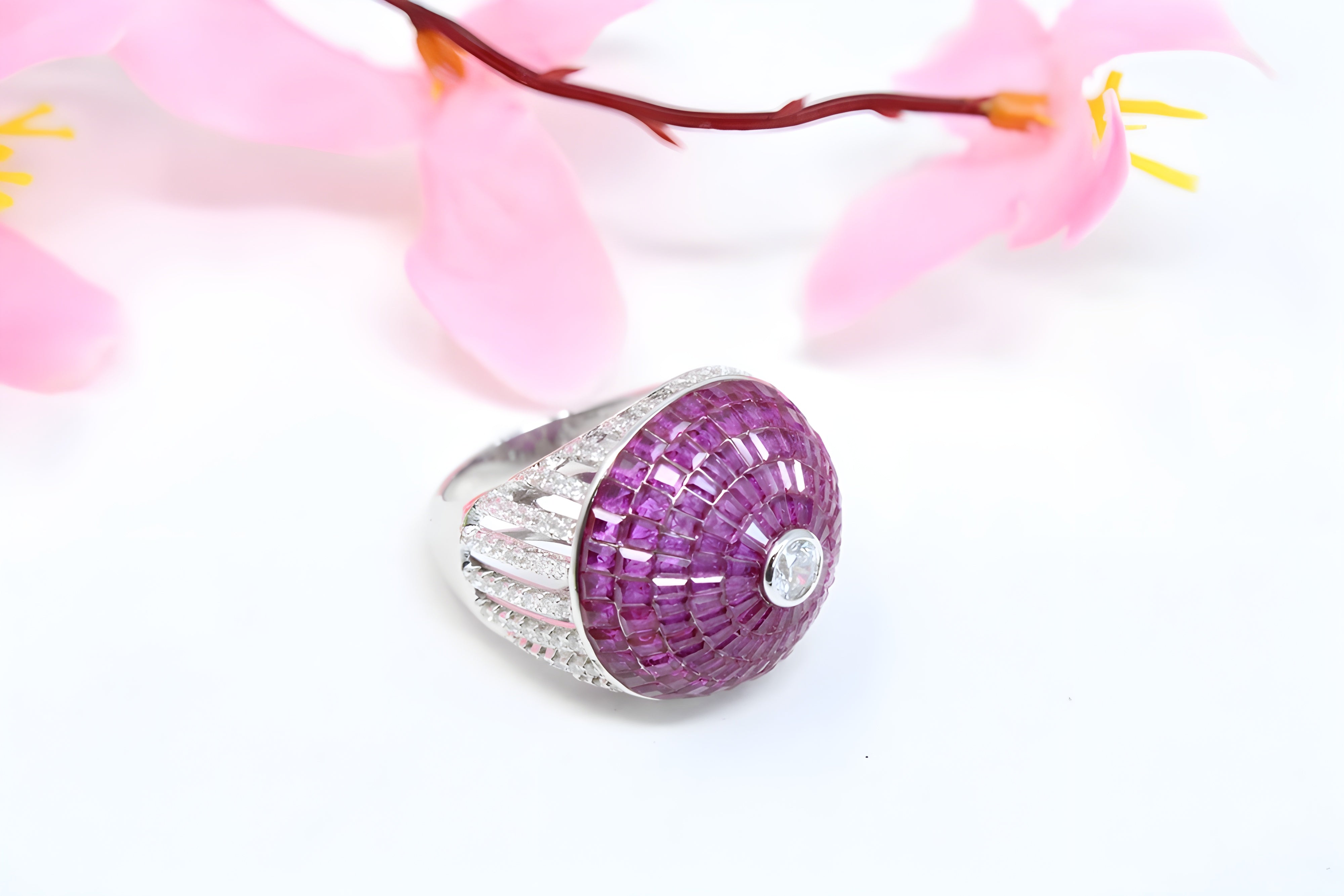 Sterling Silver Amethyst VeeLux Premium Crystal Ring