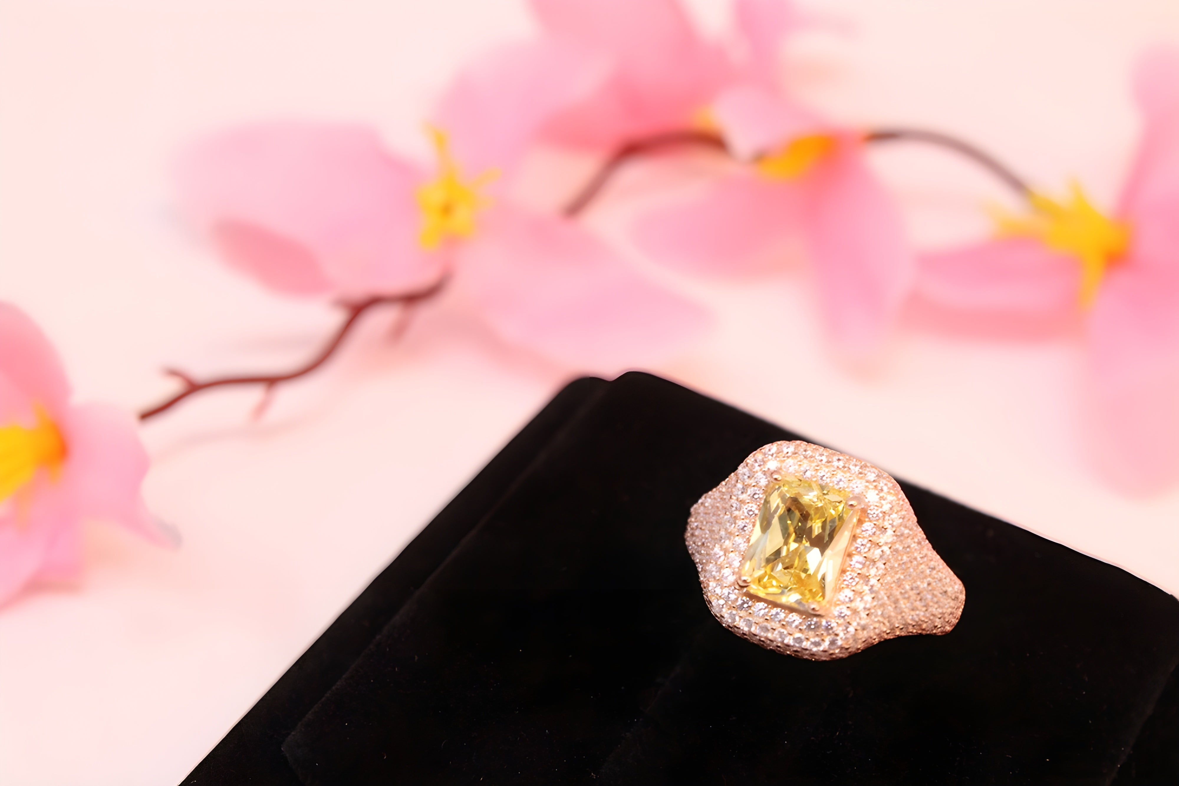 Golden Aura VeeLux Premium Crystal Ring