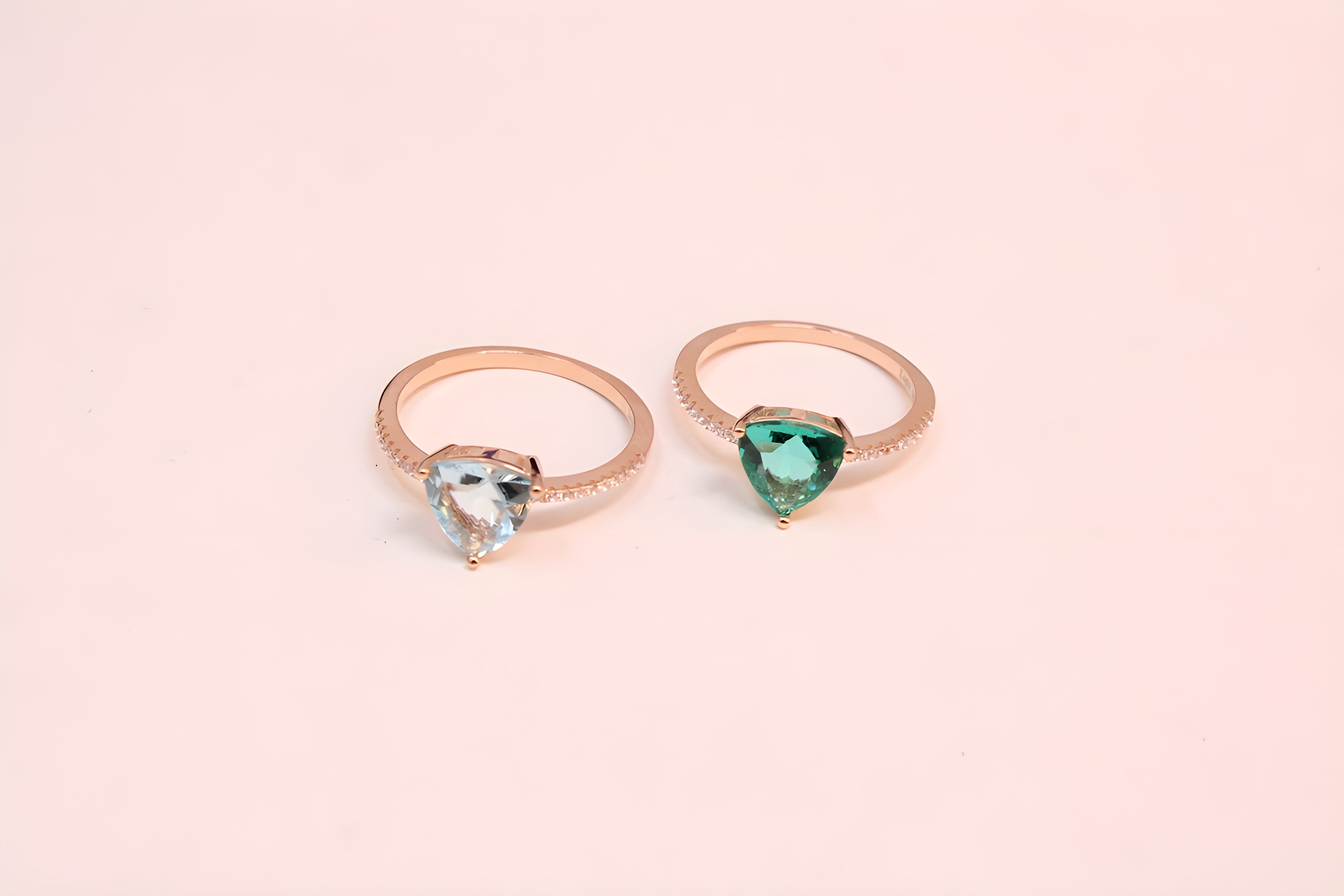 Copper Gold Radiance Triangular VeeLux Premium Crystal Ring