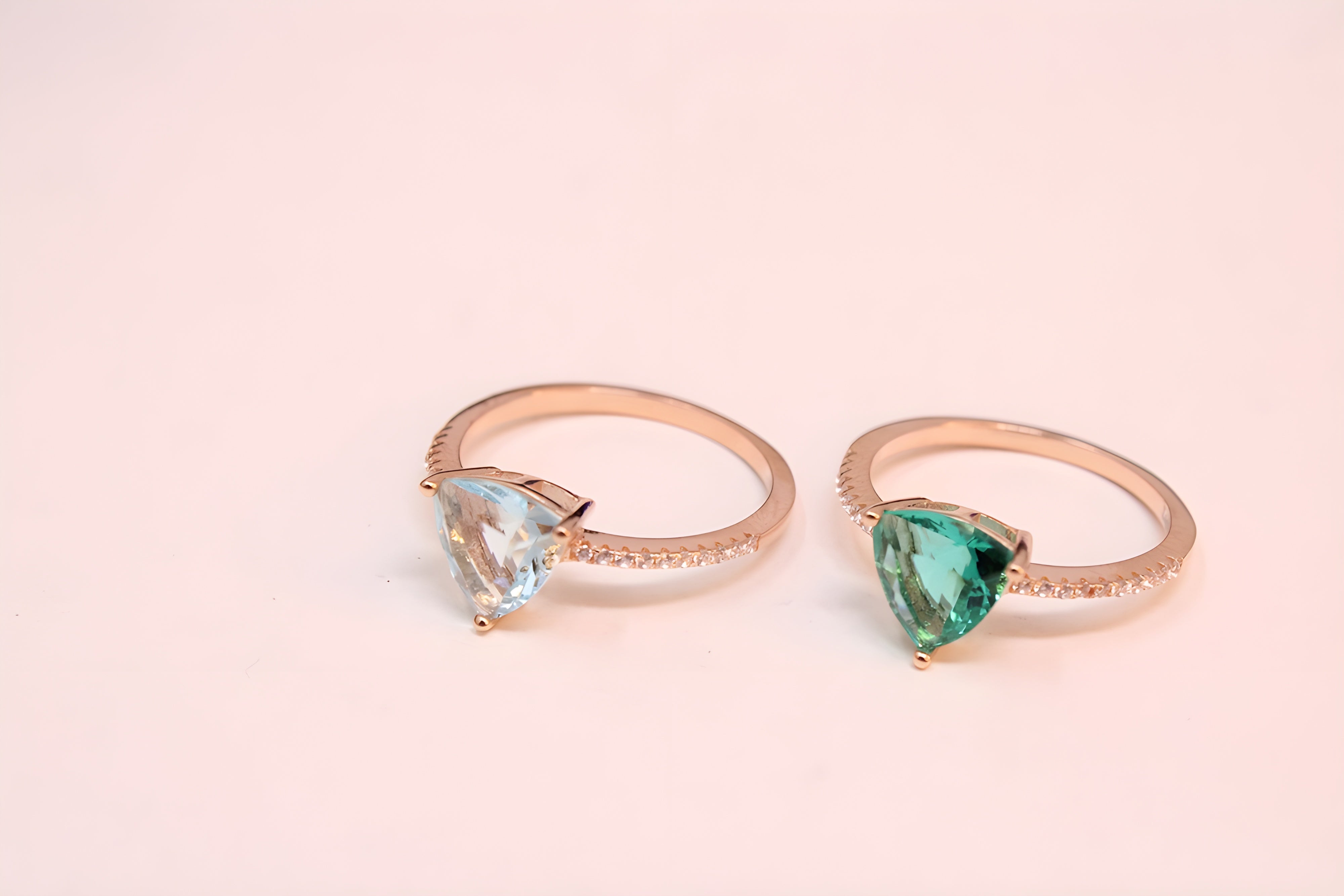 Copper Gold Radiance Triangular VeeLux Premium Crystal Ring