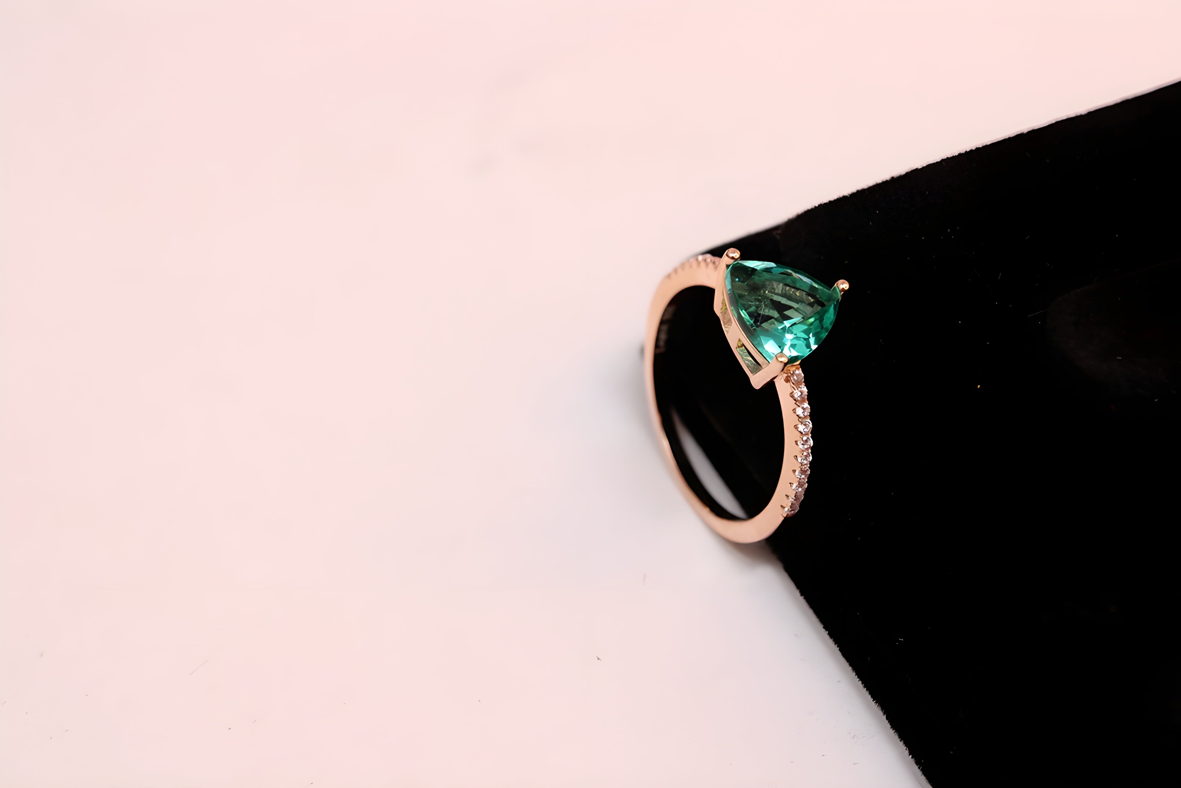 Copper Gold Radiance Triangular VeeLux Premium Crystal Ring
