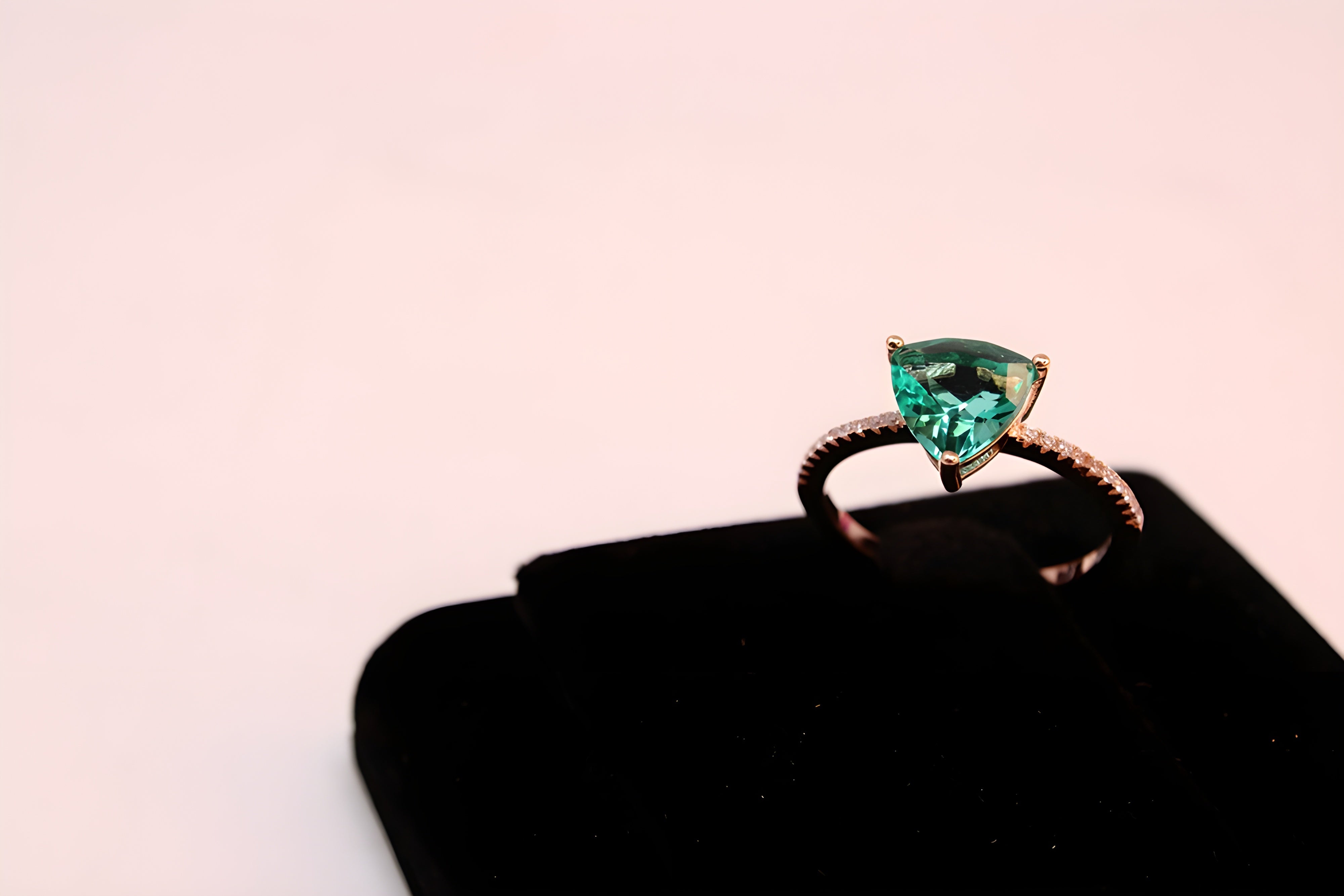 Copper Gold Radiance Triangular VeeLux Premium Crystal Ring