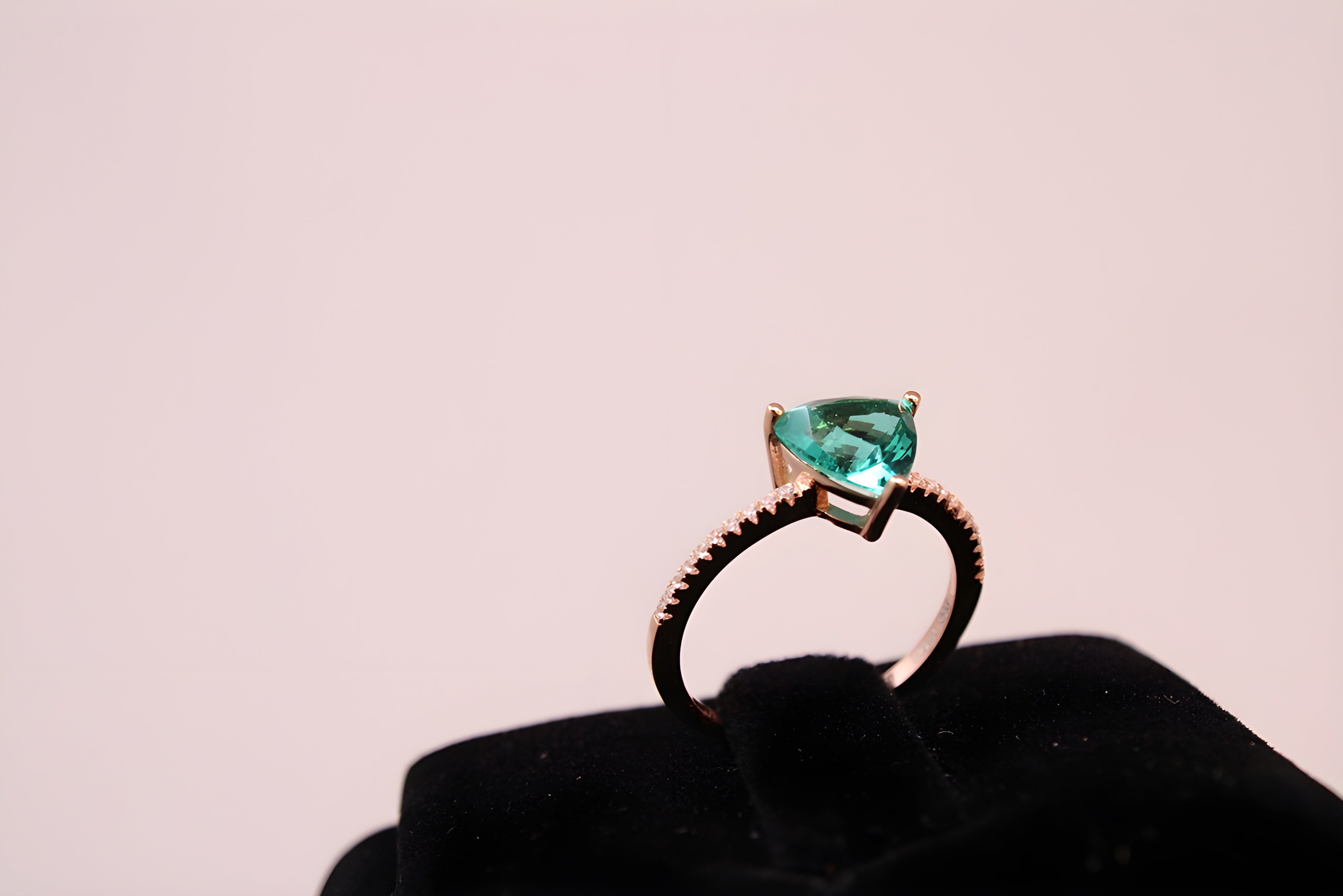 Copper Gold Radiance Triangular VeeLux Premium Crystal Ring