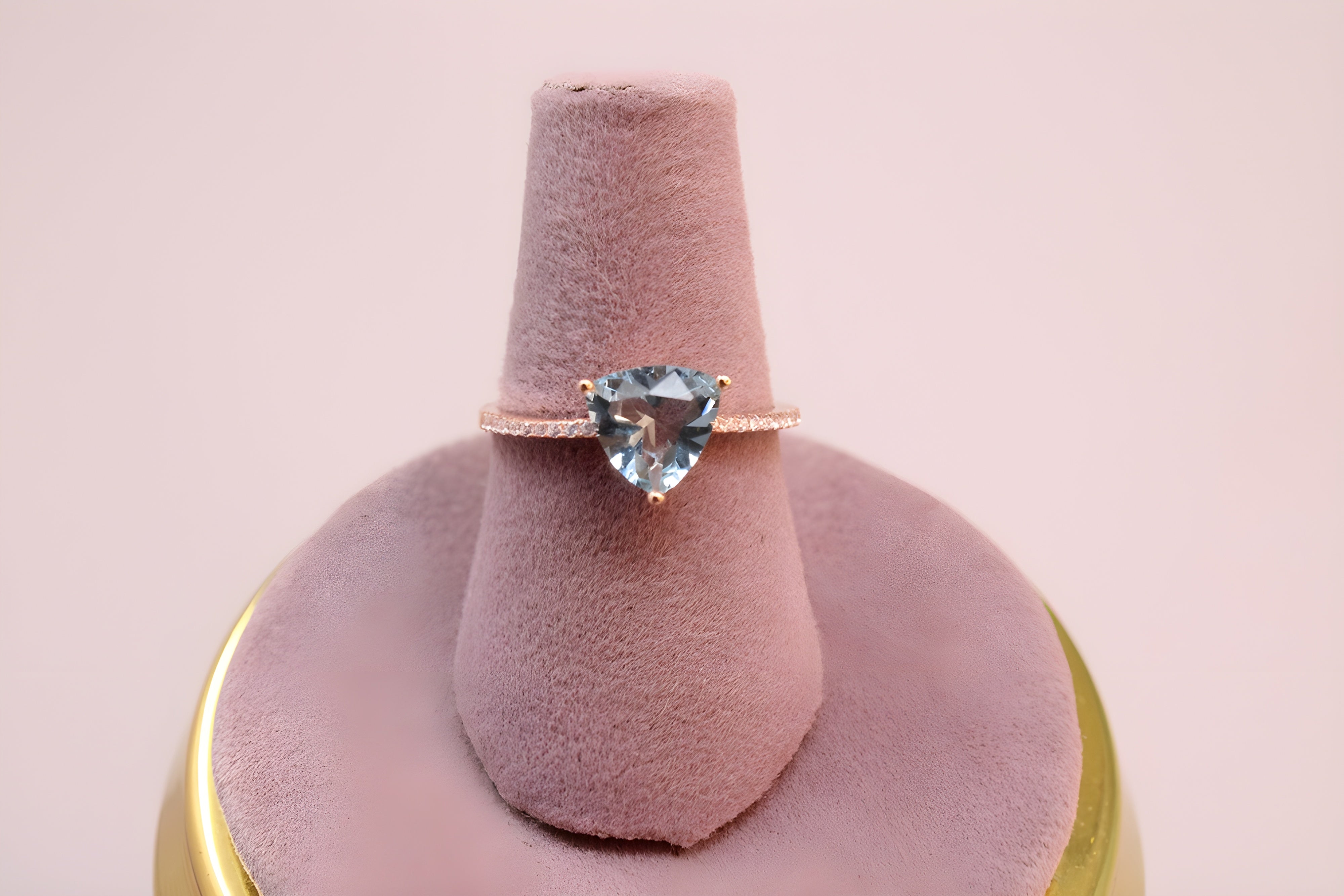 Copper Gold Radiance Triangular VeeLux Premium Crystal Ring