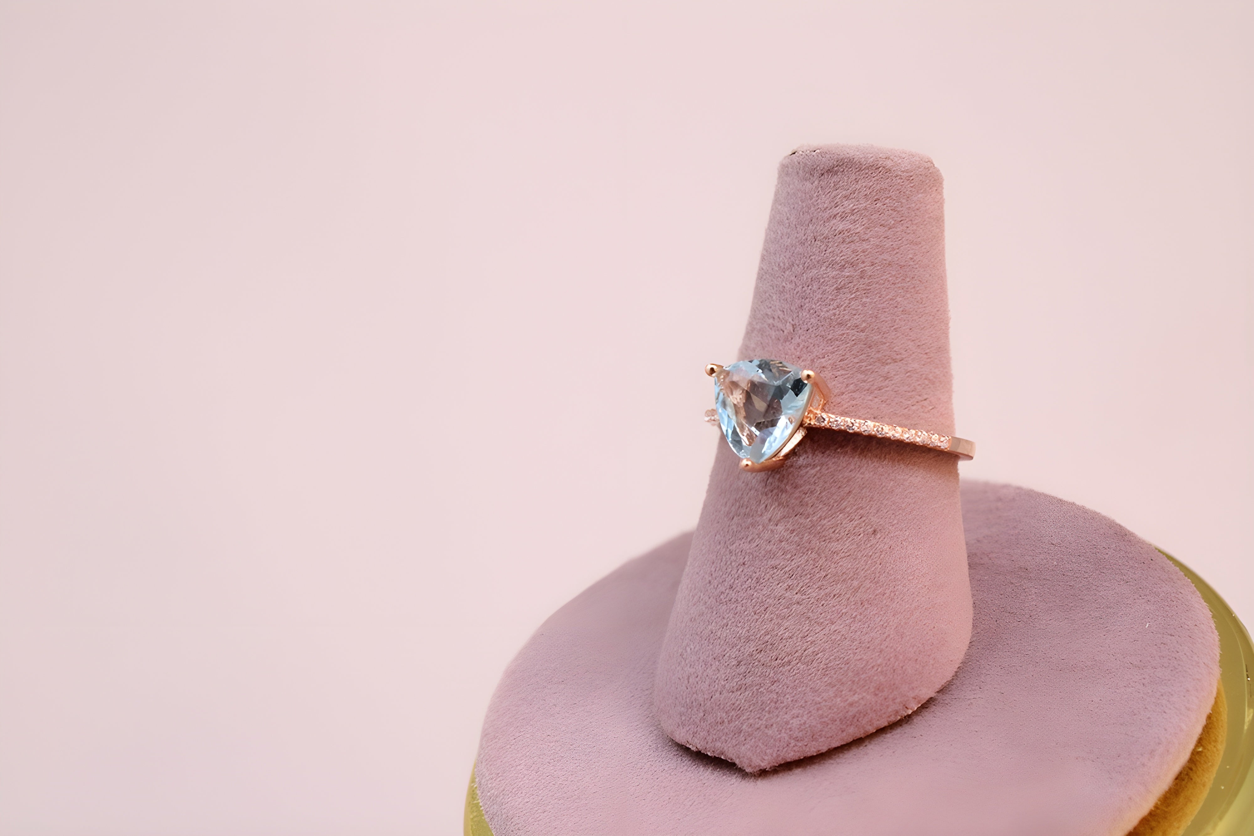 Copper Gold Radiance Triangular VeeLux Premium Crystal Ring