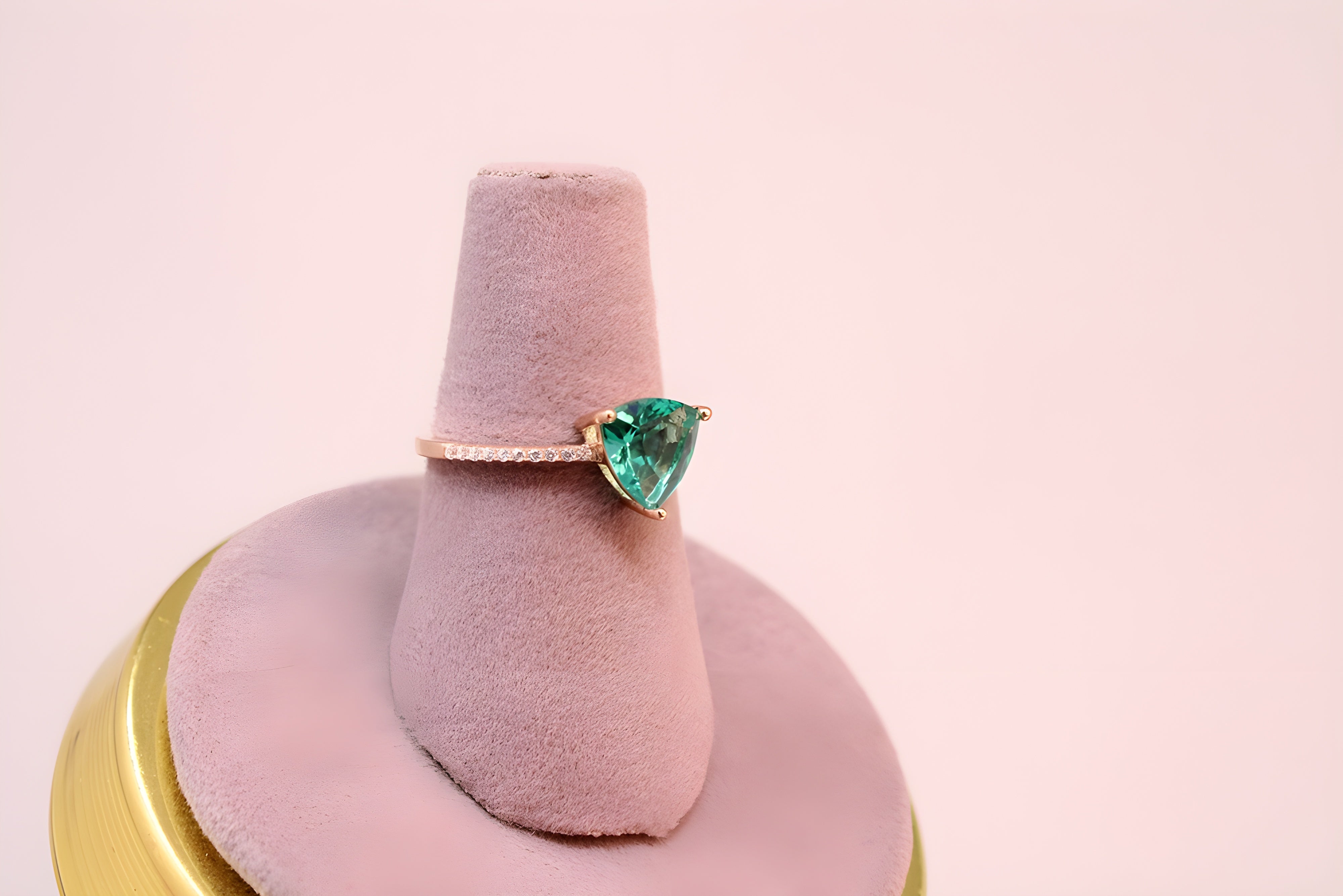 Copper Gold Radiance Triangular VeeLux Premium Crystal Ring