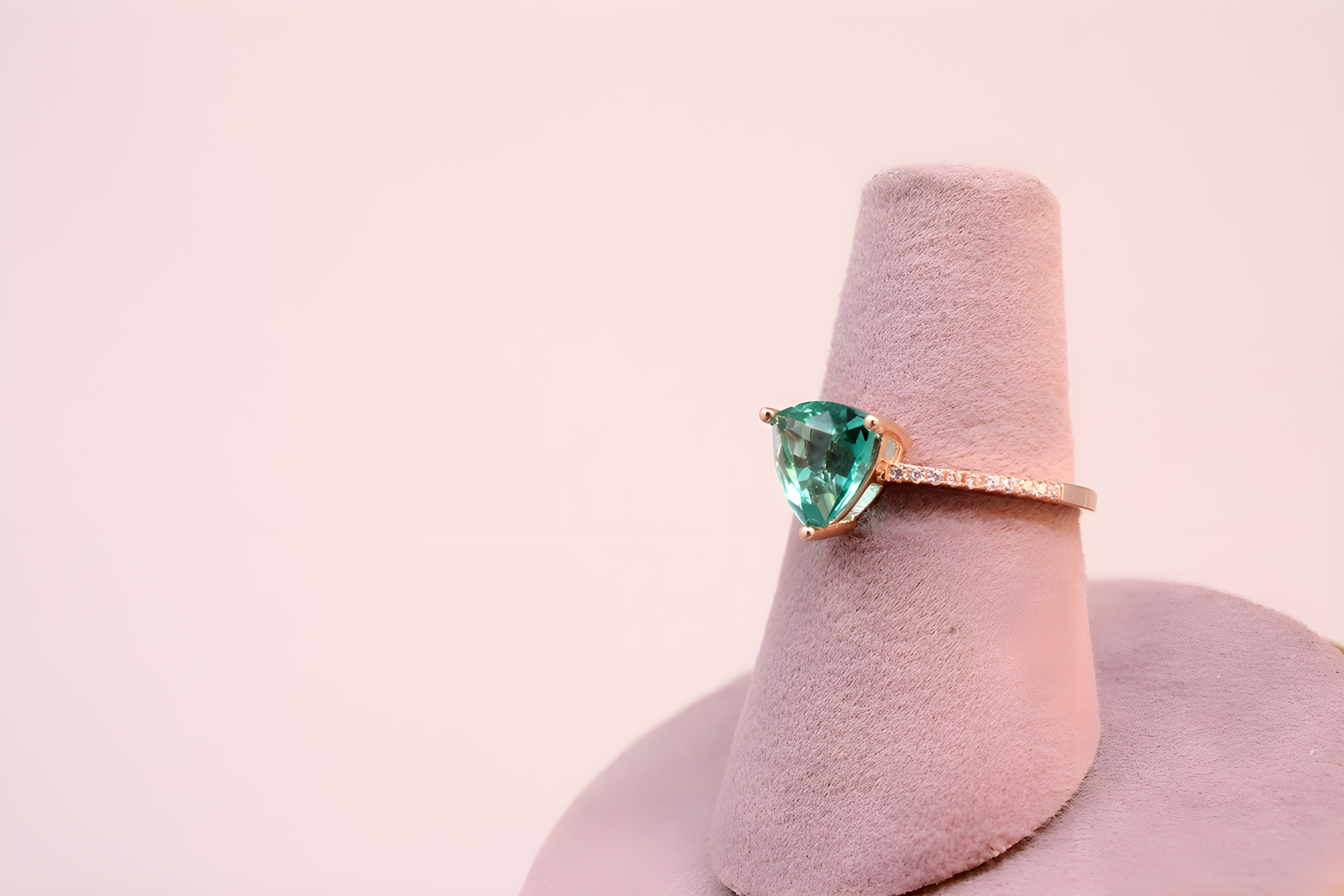 Copper Gold Radiance Triangular VeeLux Premium Crystal Ring