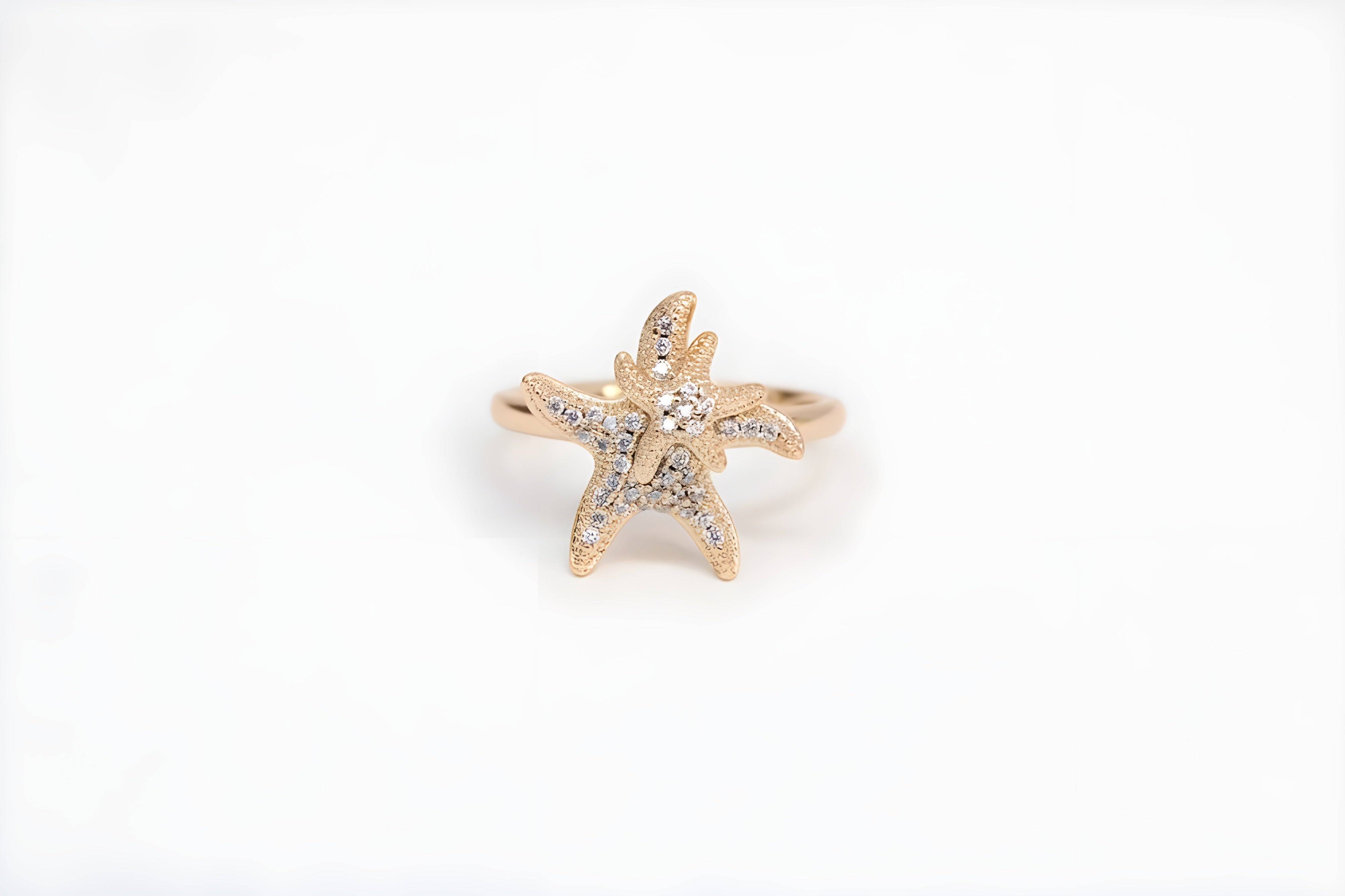 Starlit Seashell Golden Ring
