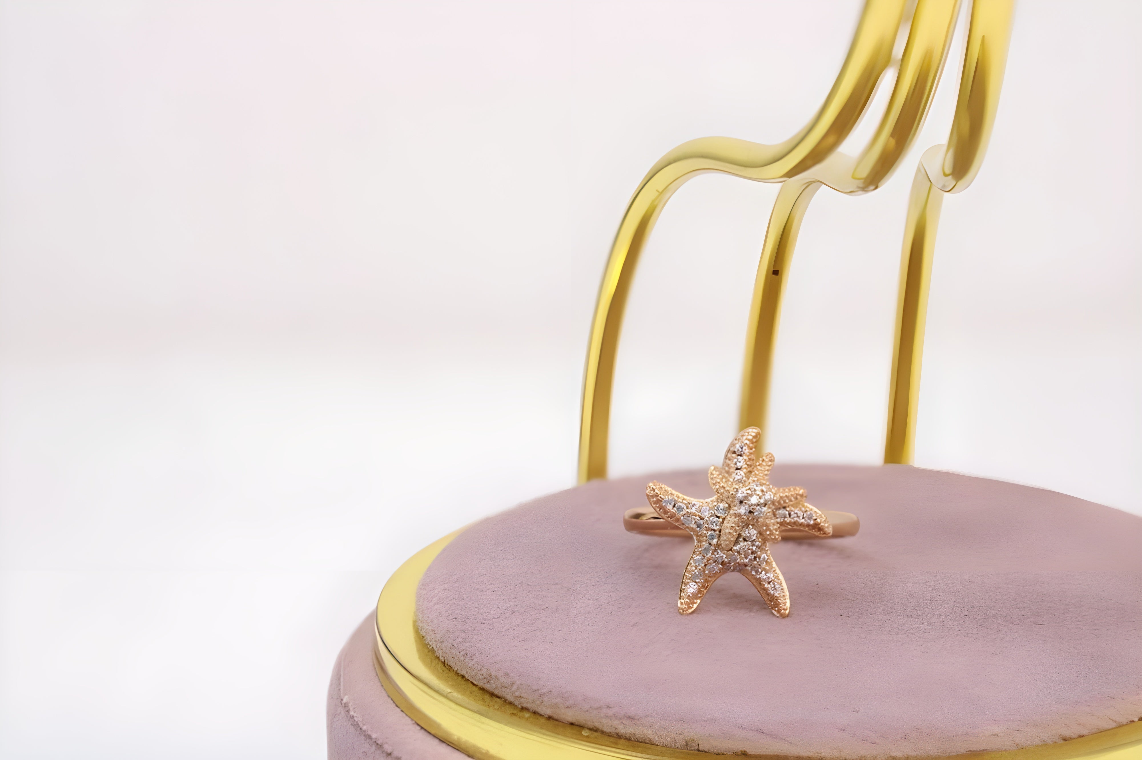 Starlit Seashell Golden Ring