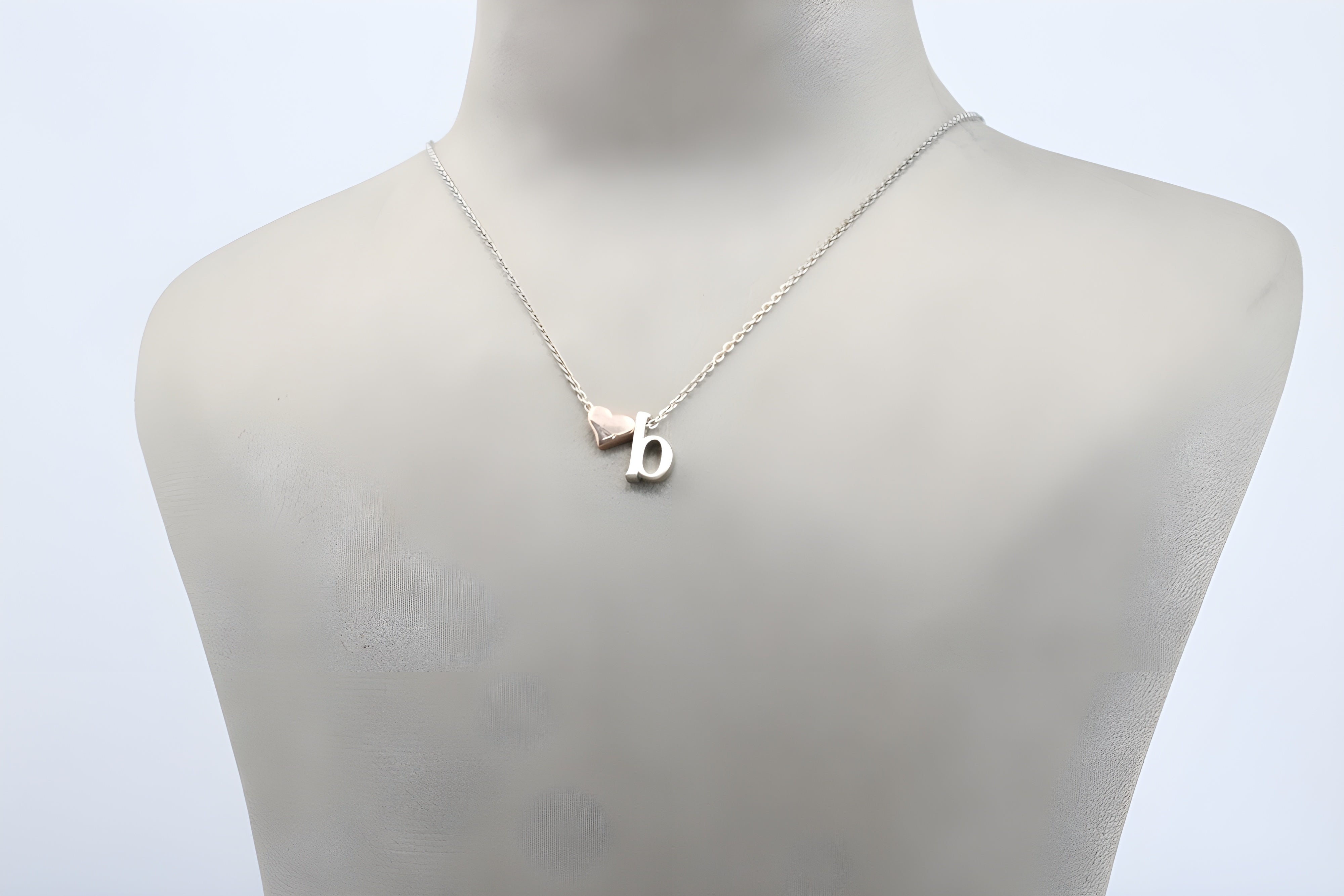 Beloved Initial Sterling Silver Heart Pendant with VeeLux Premium Crystals