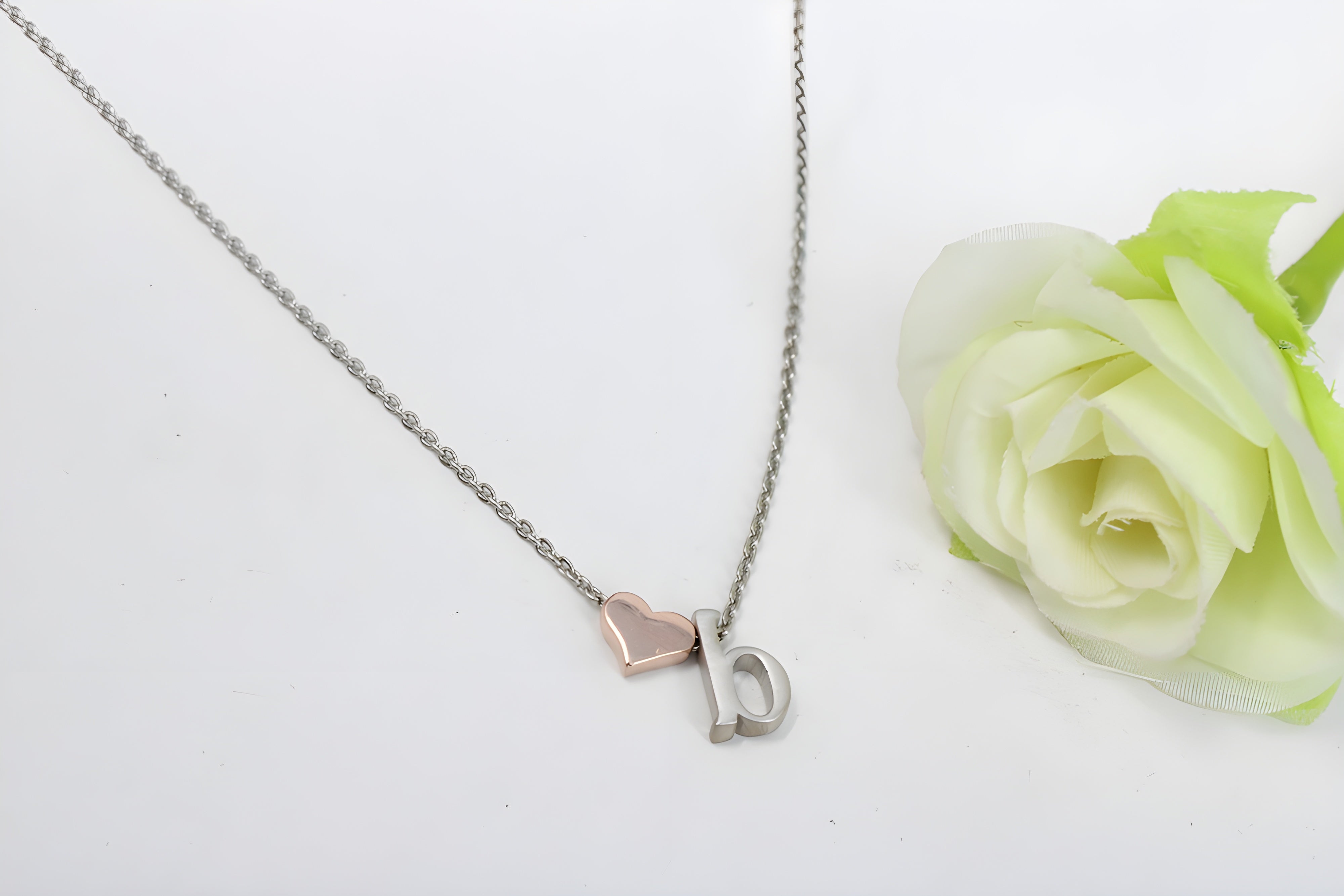 Beloved Initial Sterling Silver Heart Pendant with VeeLux Premium Crystals