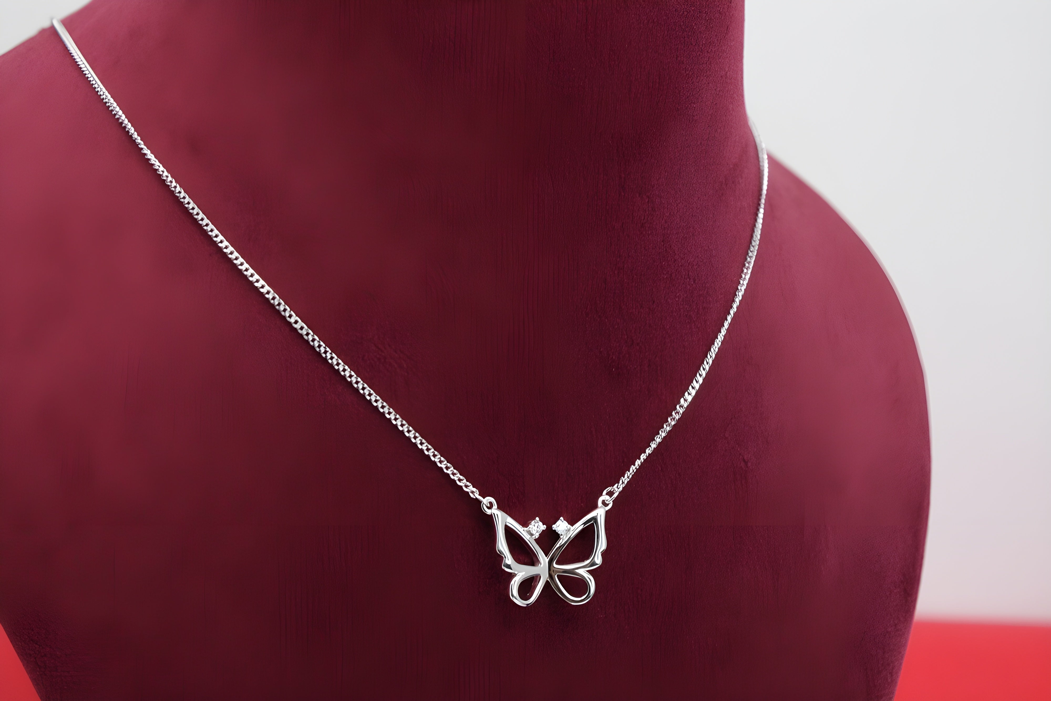 Fluttering Wings Sterling Silver VeeLux Premium Crystal Pendant