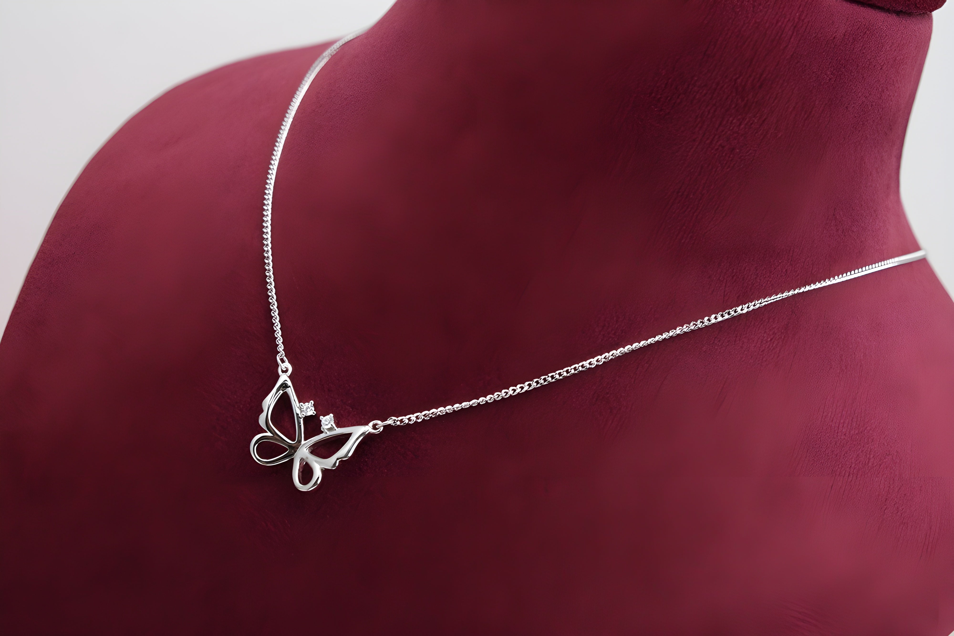 Fluttering Wings Sterling Silver VeeLux Premium Crystal Pendant