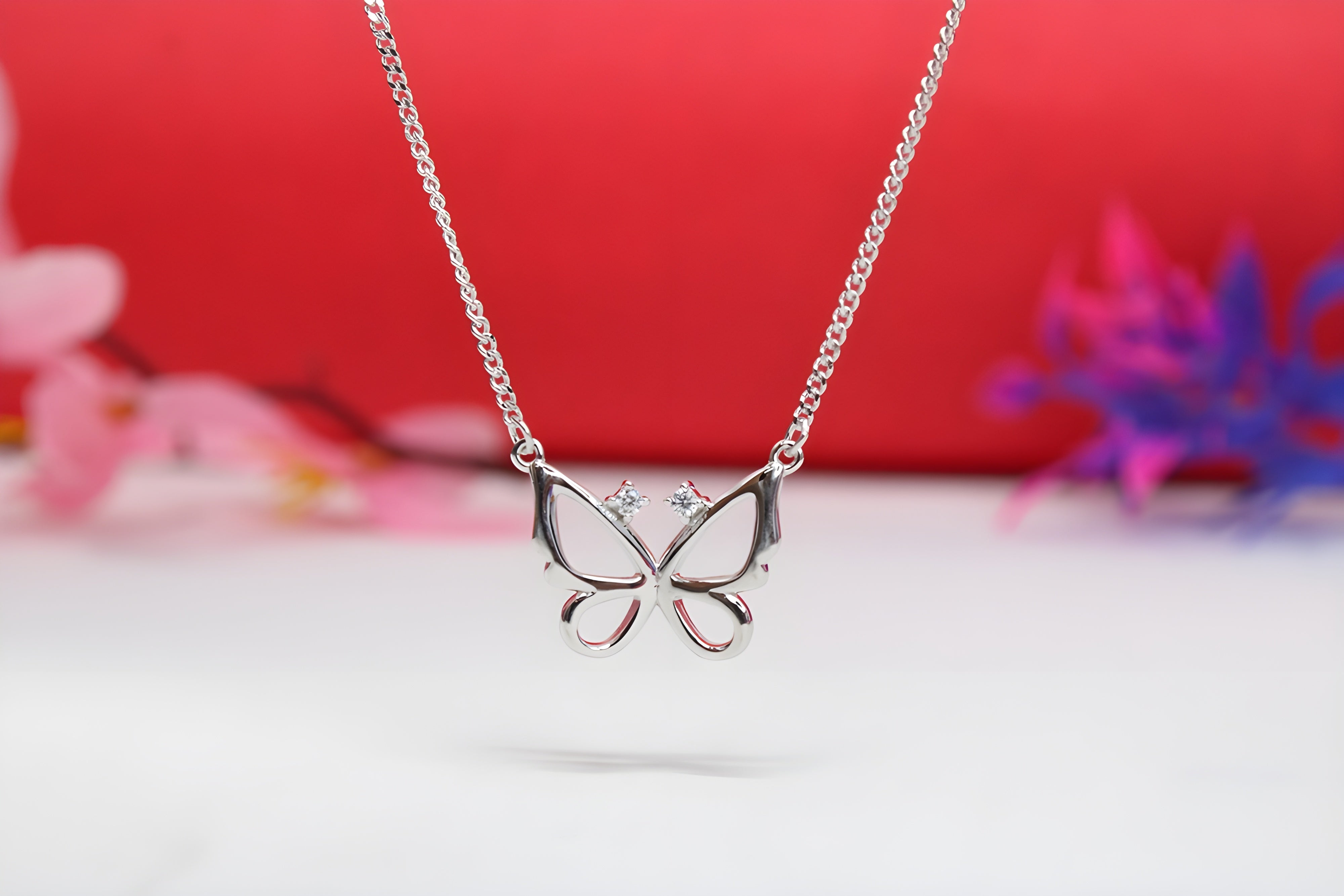 Fluttering Wings Sterling Silver VeeLux Premium Crystal Pendant