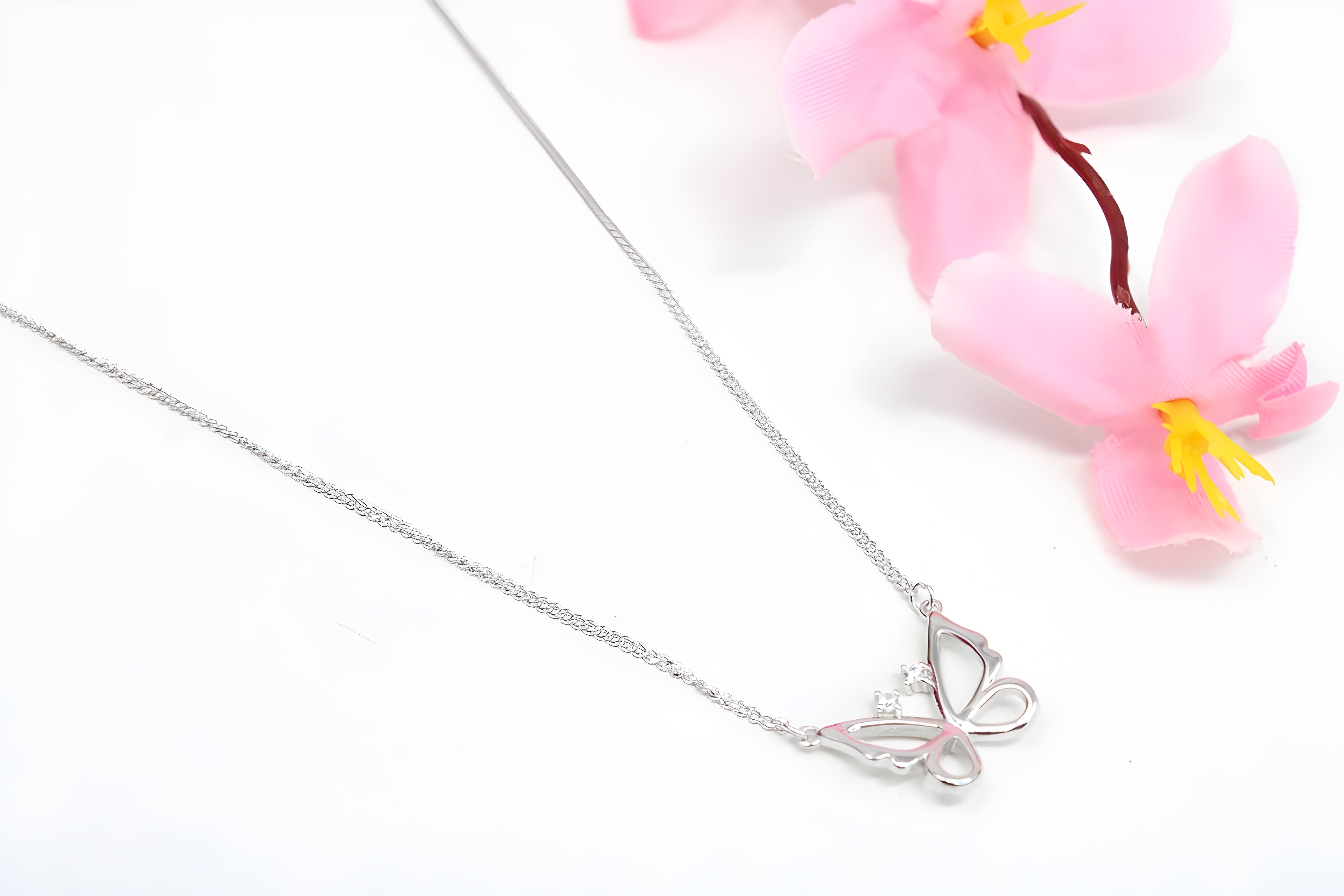 Fluttering Wings Sterling Silver VeeLux Premium Crystal Pendant