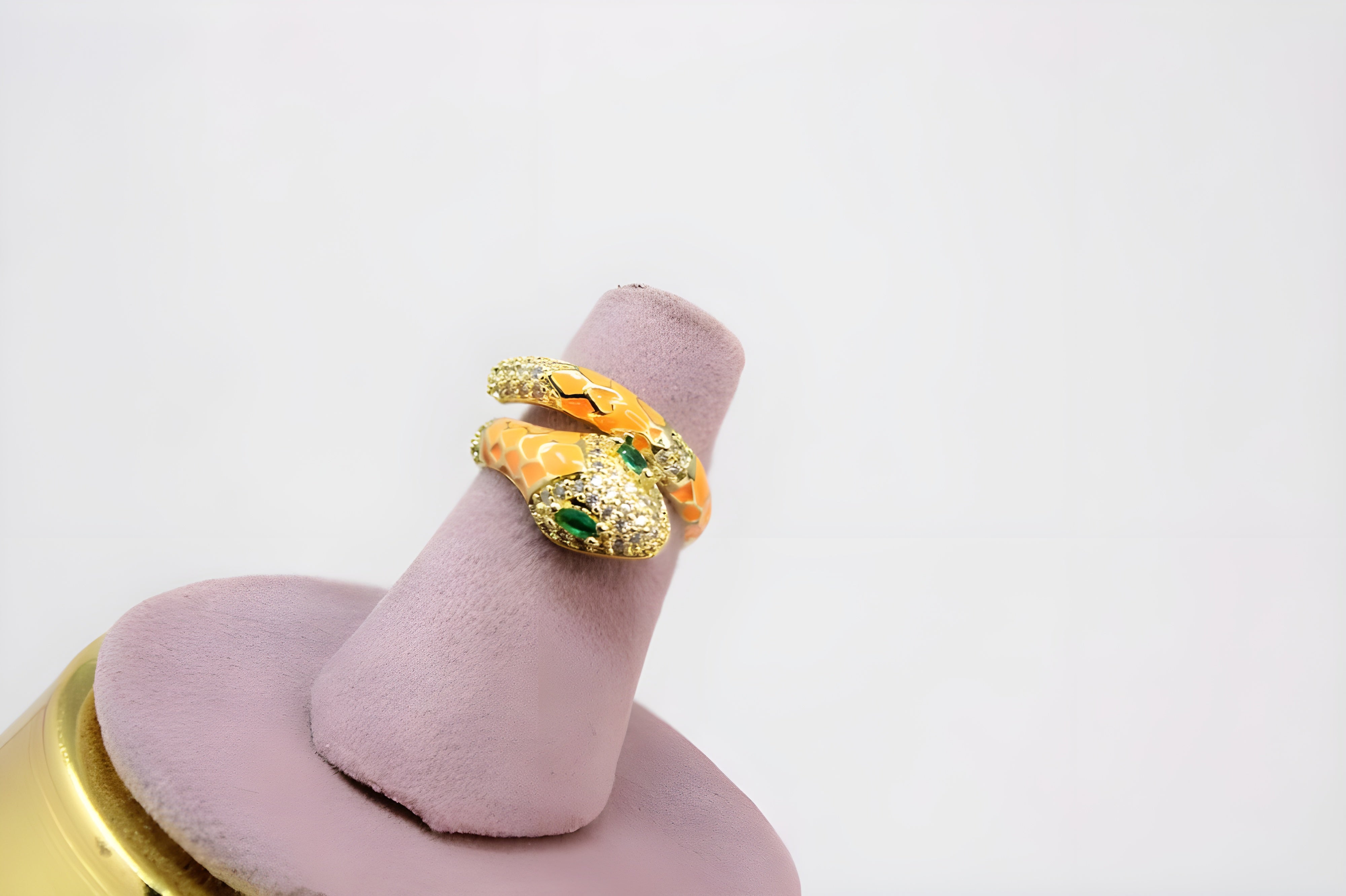 Golden Serpent Crystal Ring