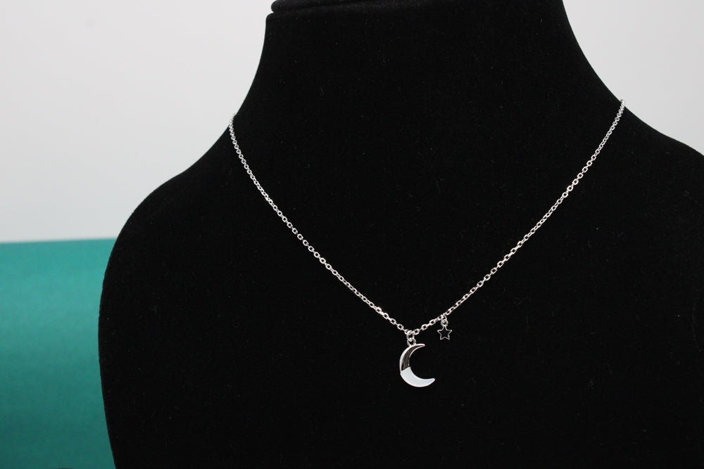 Celestial Silver VeeLux Premium Crystal Moon Pendant