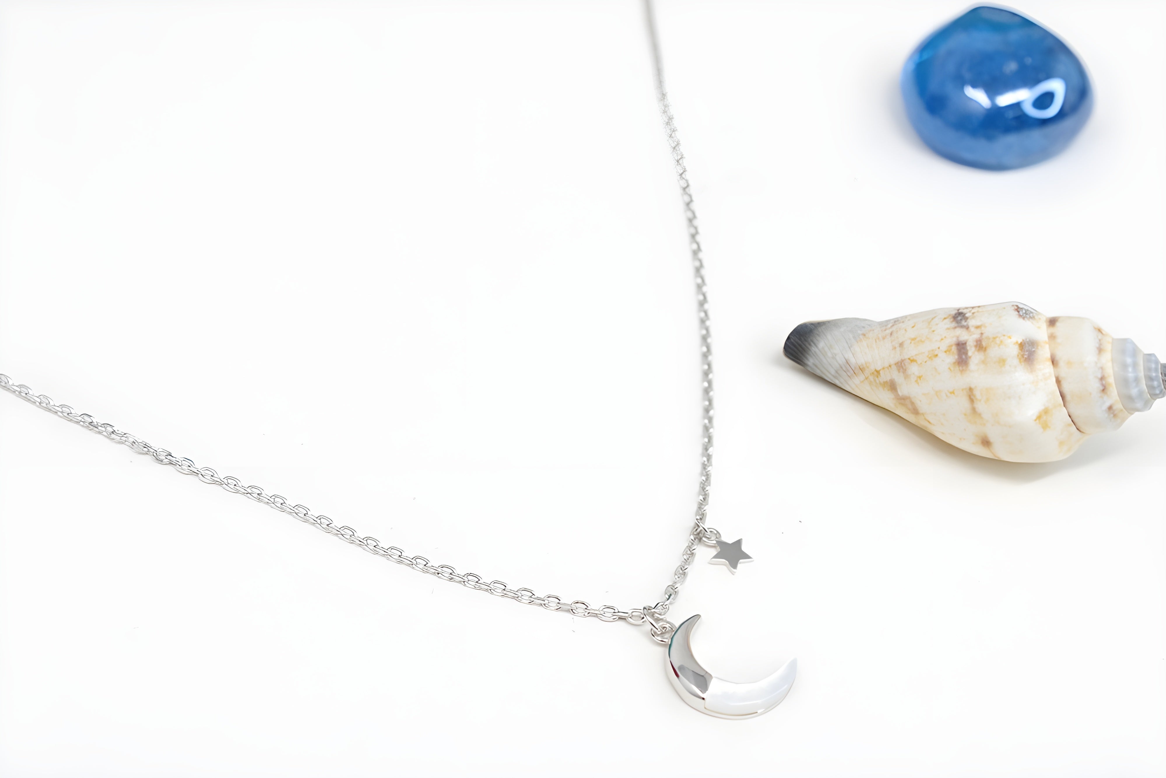 Celestial Silver VeeLux Premium Crystal Moon Pendant