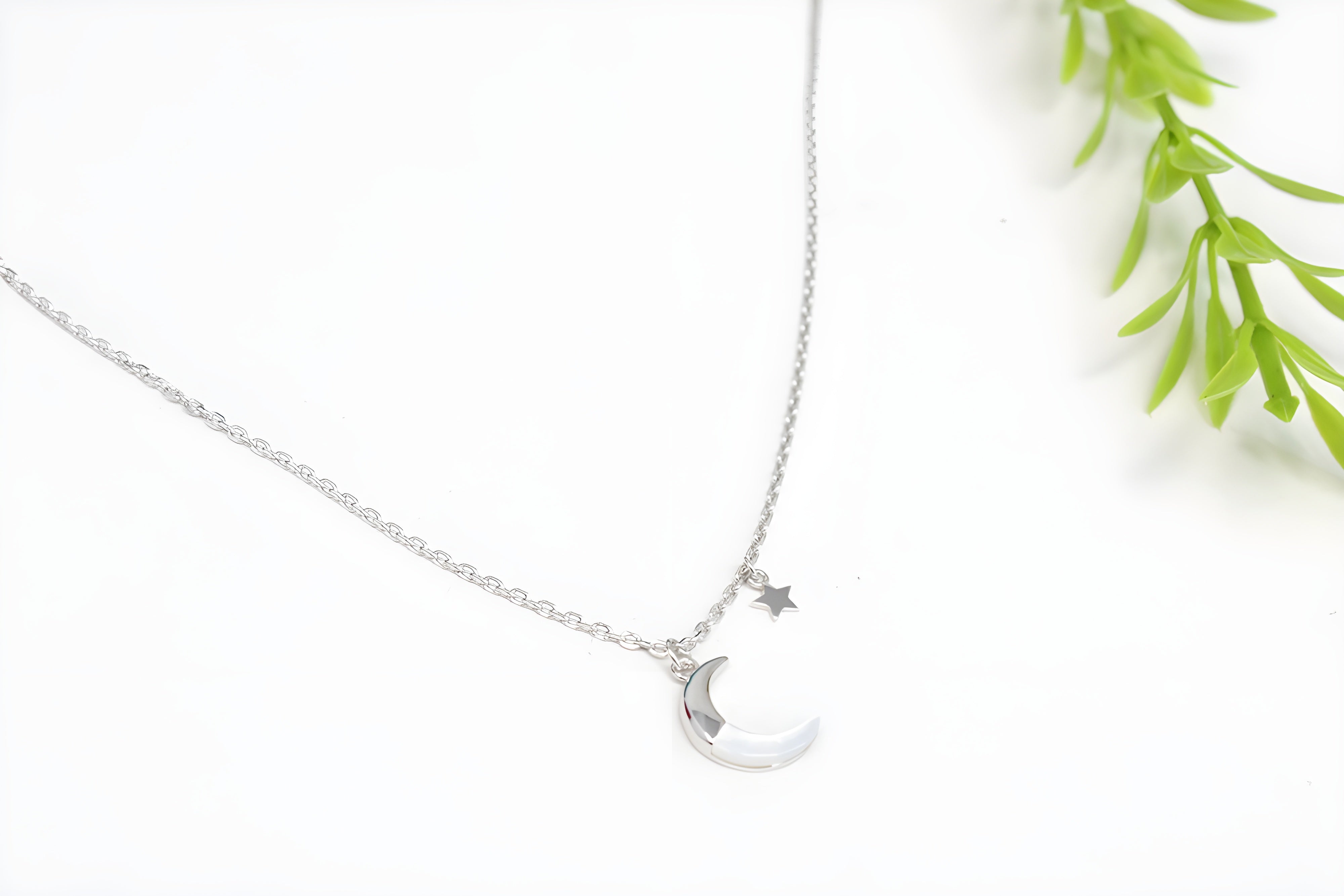 Celestial Silver VeeLux Premium Crystal Moon Pendant