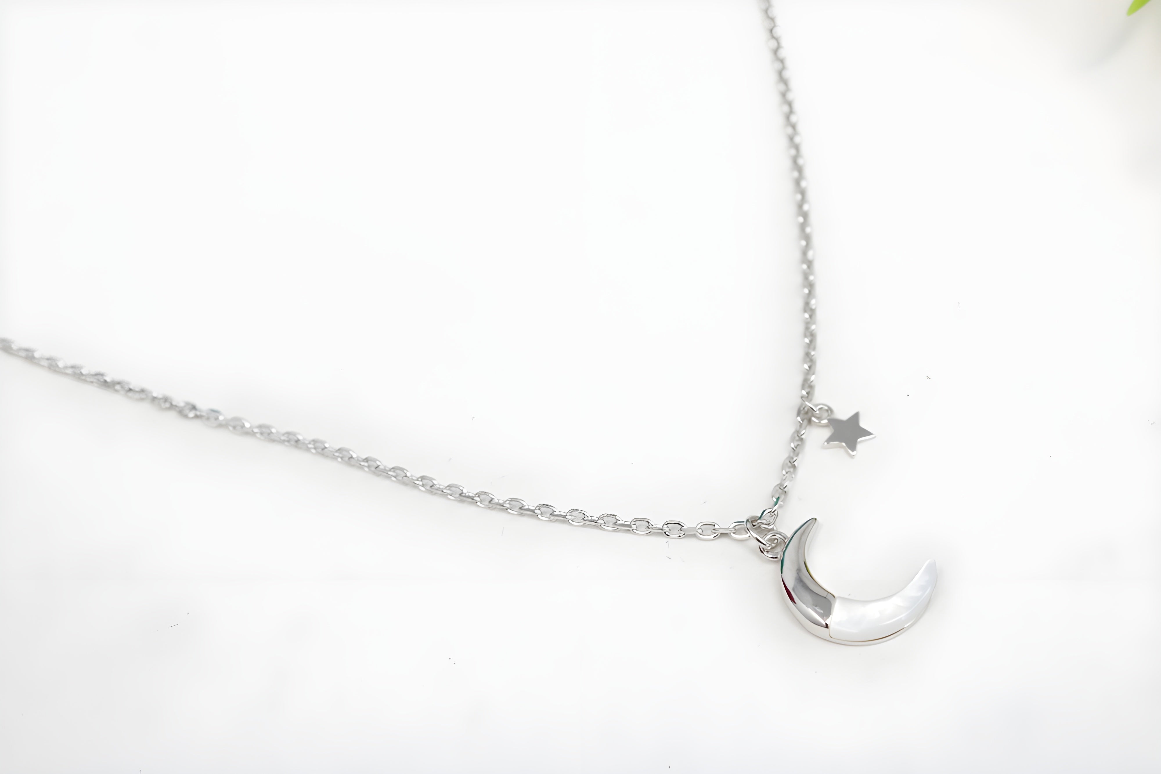 Celestial Silver VeeLux Premium Crystal Moon Pendant