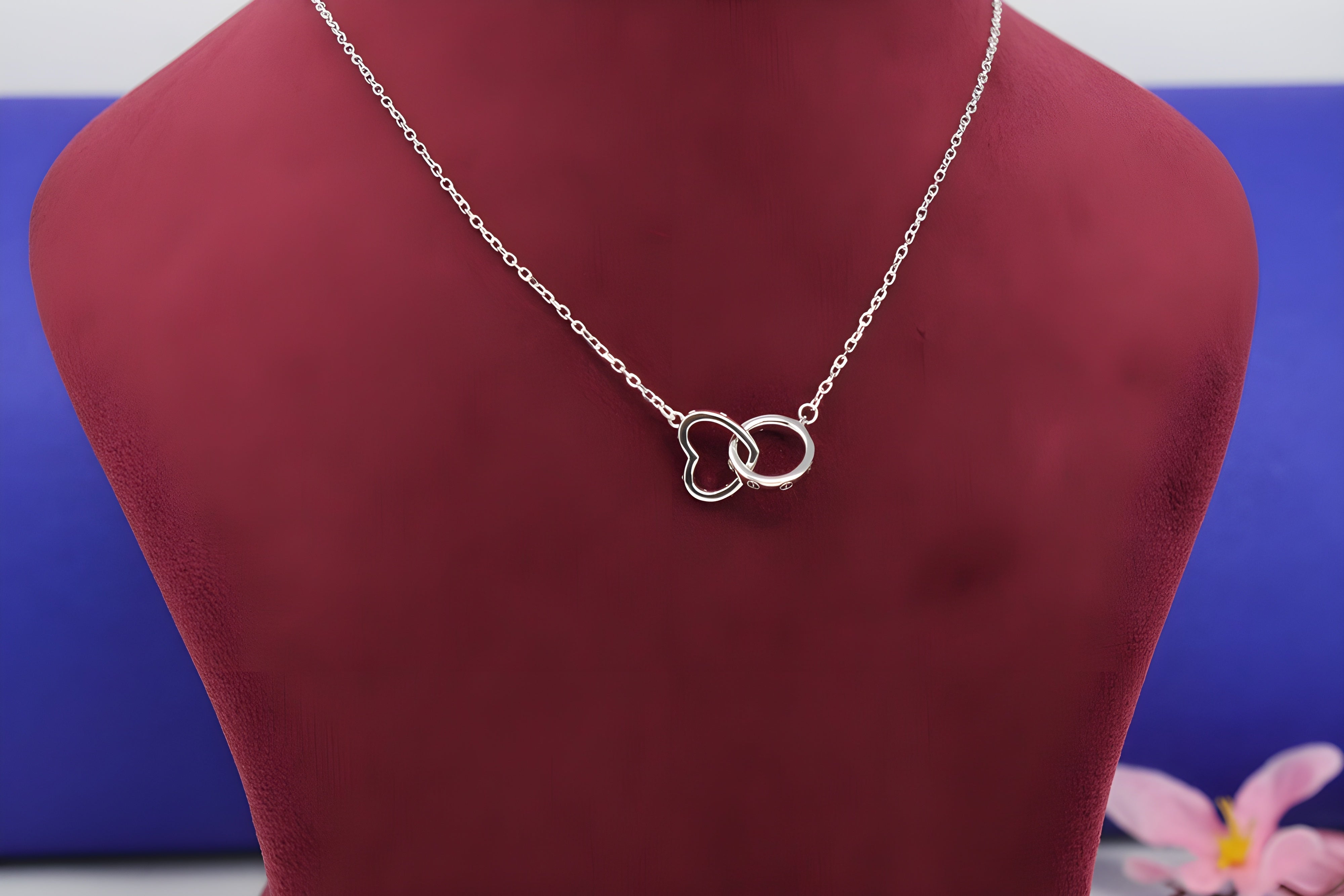 Everlasting Love Sterling Silver Circle and Heart Pendant
