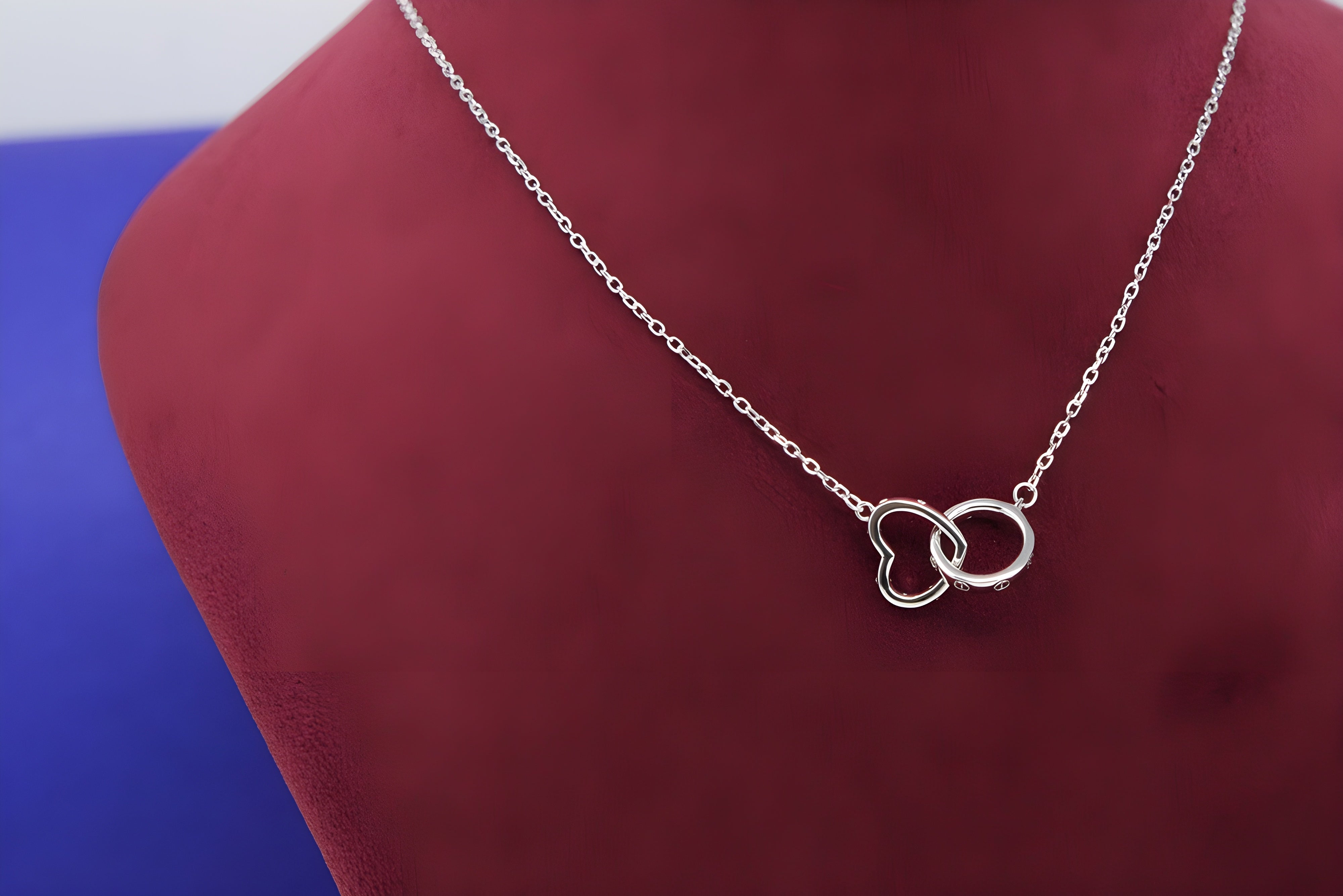 Everlasting Love Sterling Silver Circle and Heart Pendant