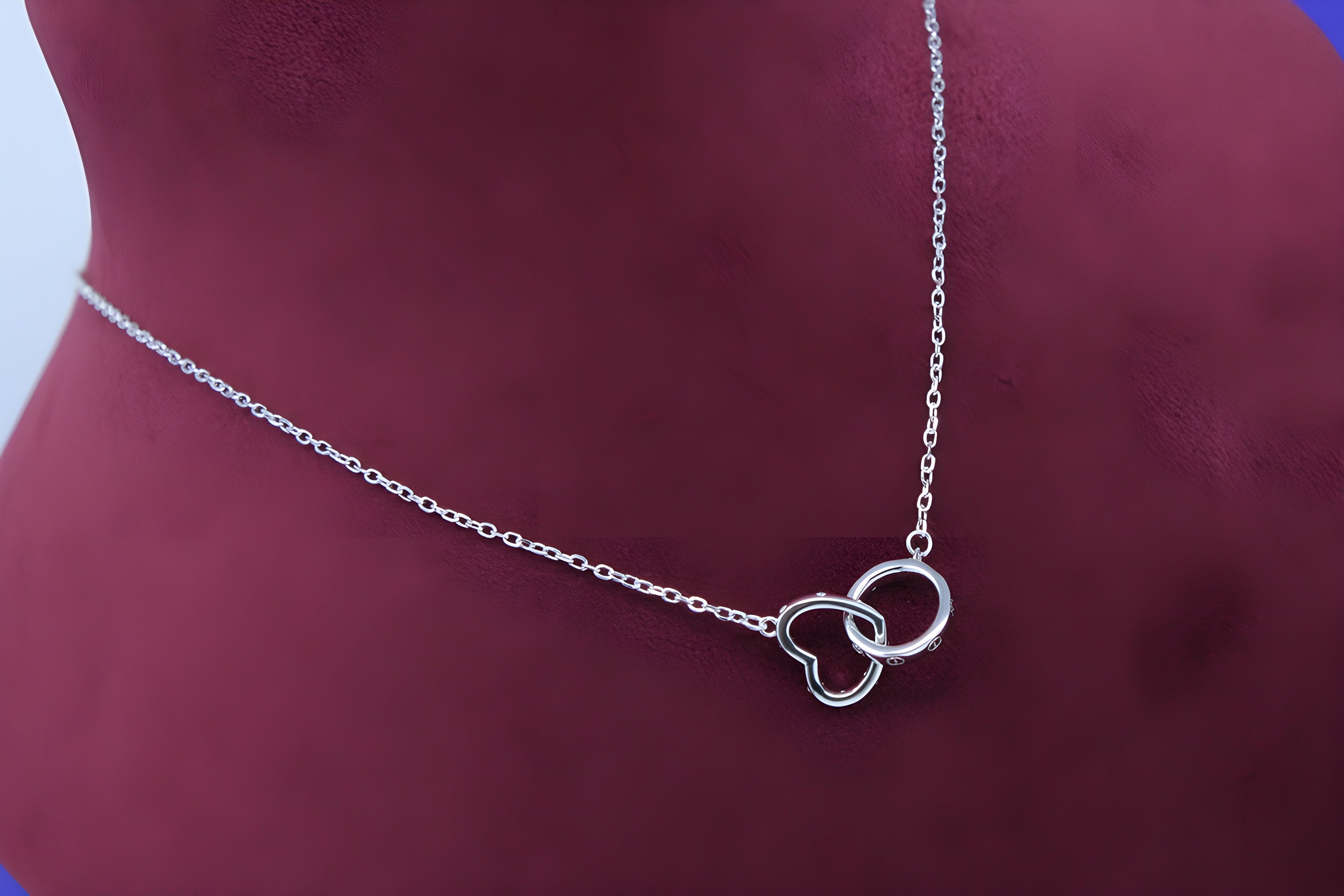 Everlasting Love Sterling Silver Circle and Heart Pendant