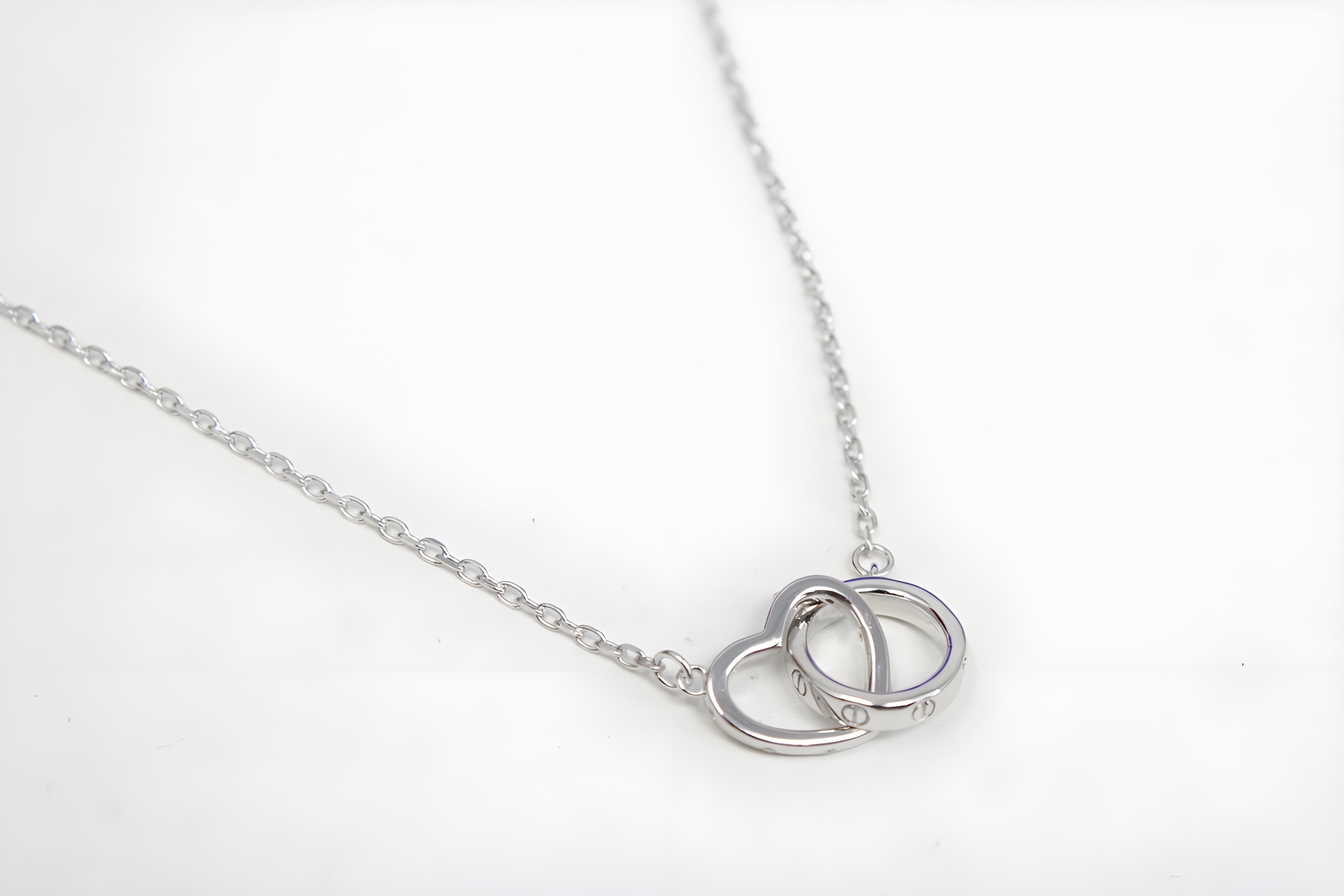 Everlasting Love Sterling Silver Circle and Heart Pendant