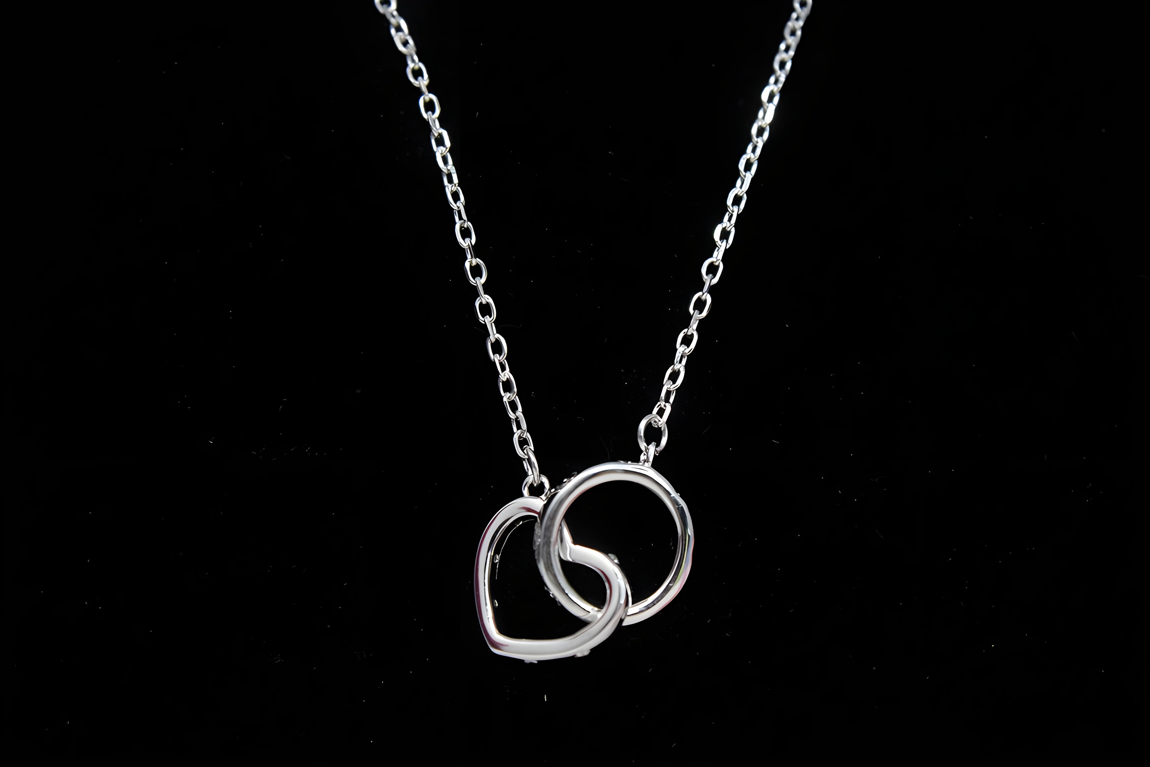 Everlasting Love Sterling Silver Circle and Heart Pendant