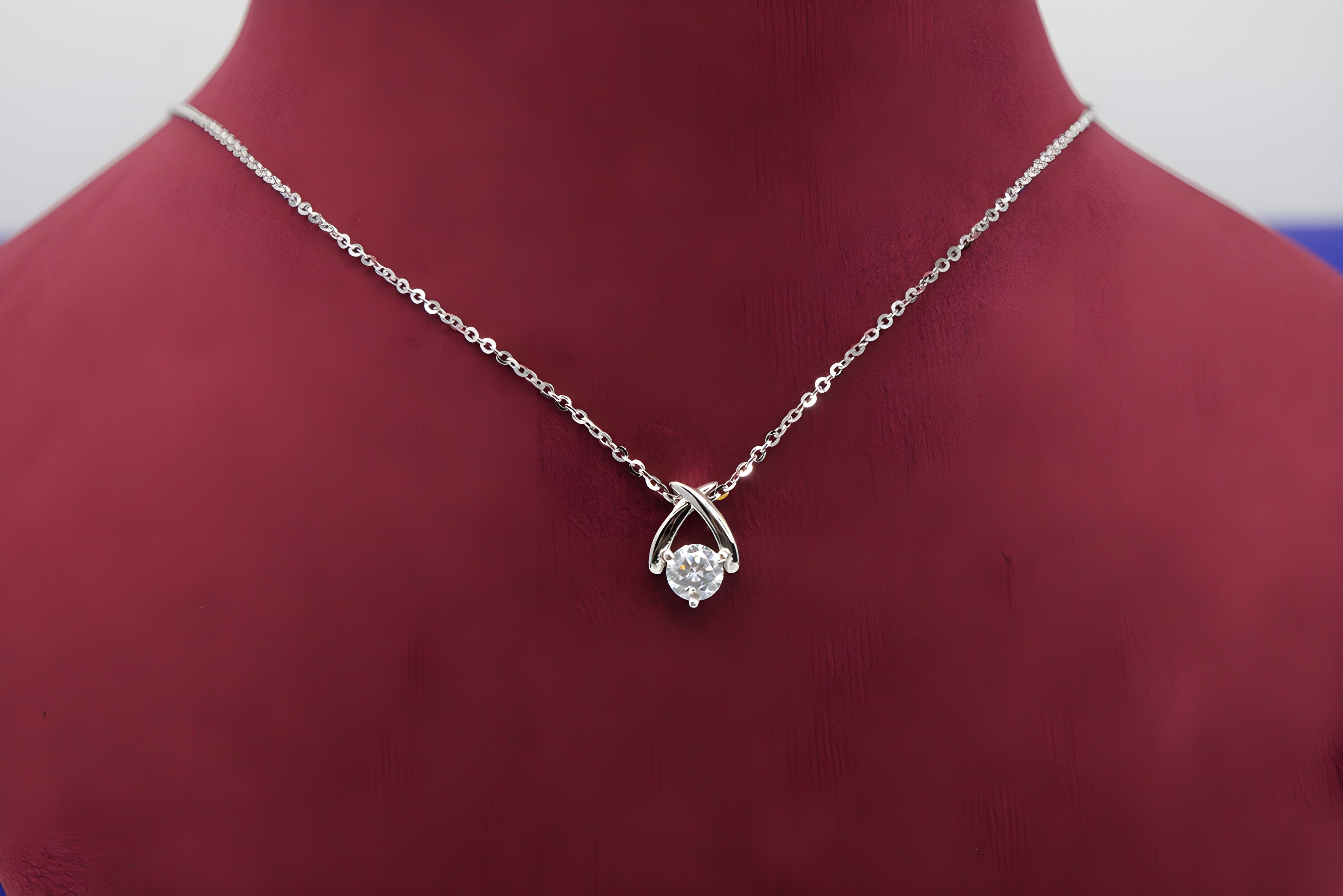Sterling Silver X-Shaped Pendant with VeeLux Premium Crystal