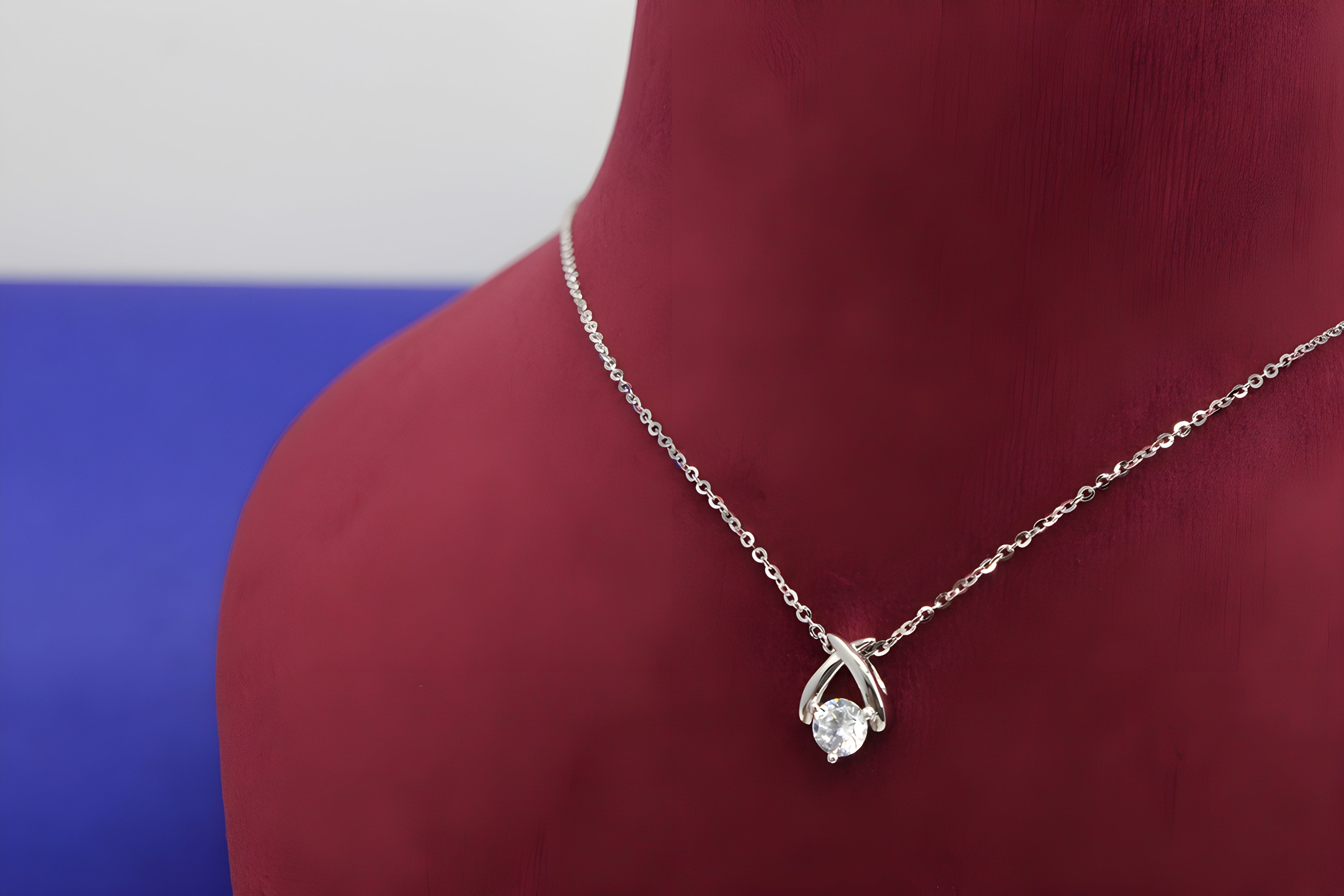 Sterling Silver X-Shaped Pendant with VeeLux Premium Crystal