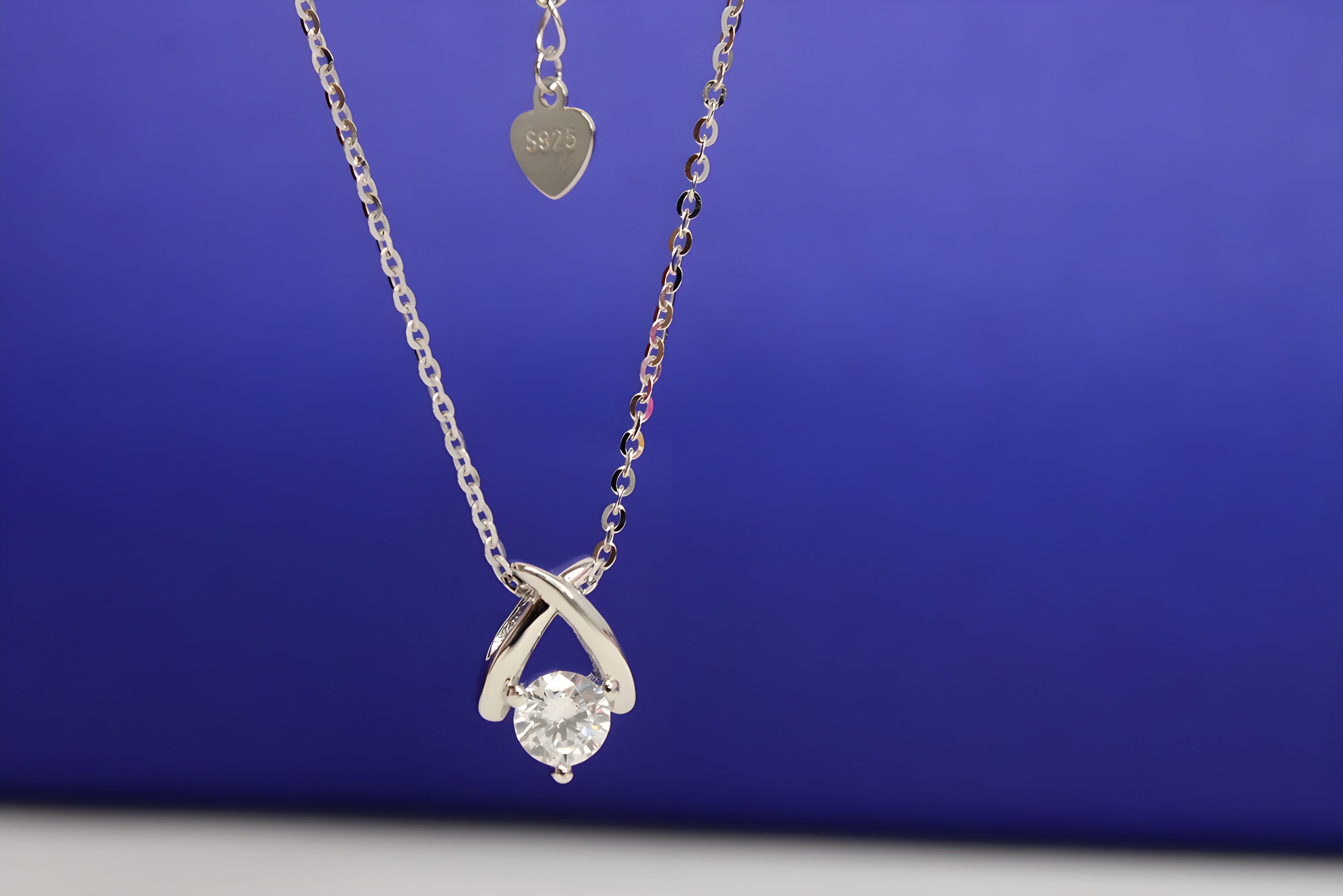 Sterling Silver X-Shaped Pendant with VeeLux Premium Crystal
