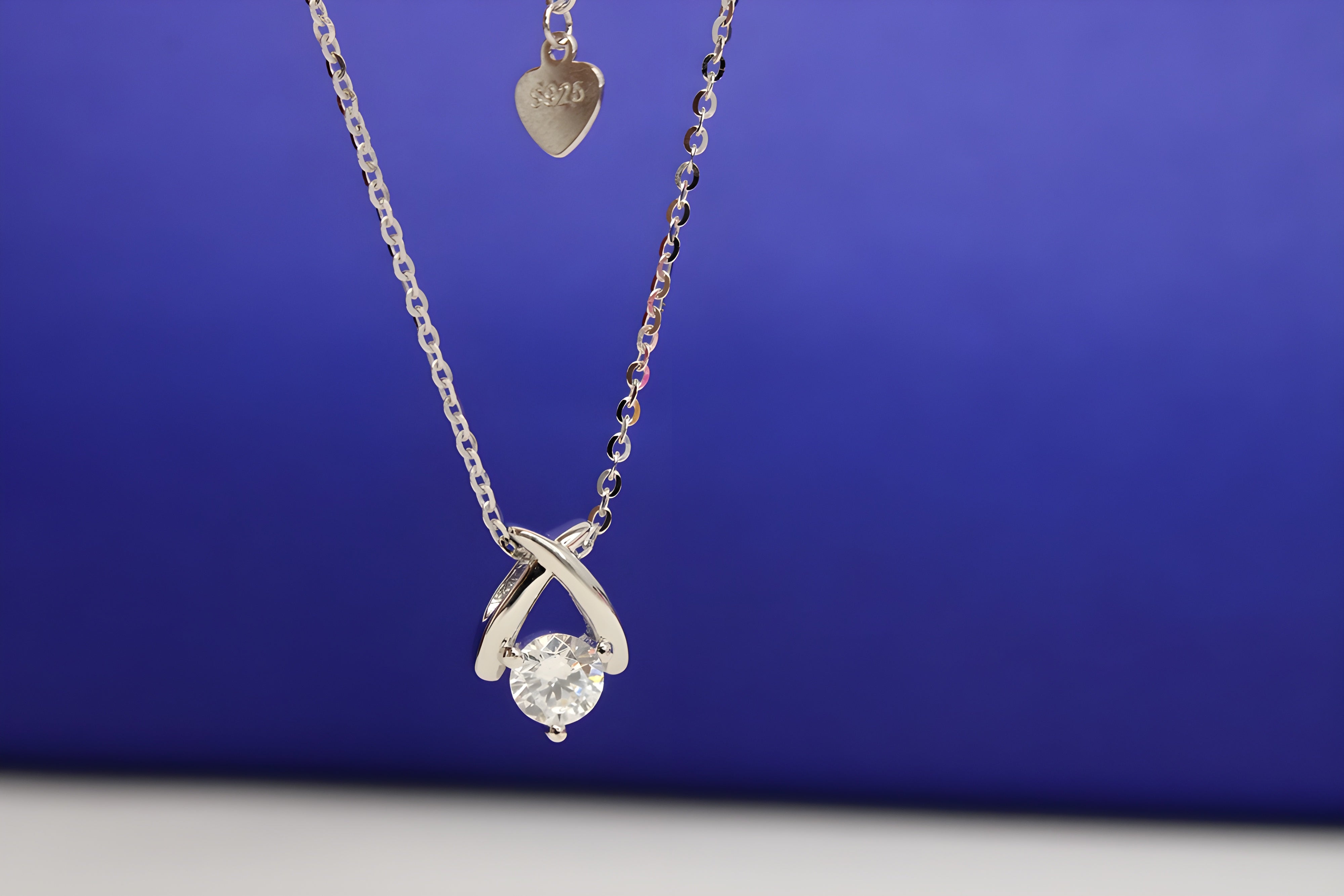 Sterling Silver X-Shaped Pendant with VeeLux Premium Crystal