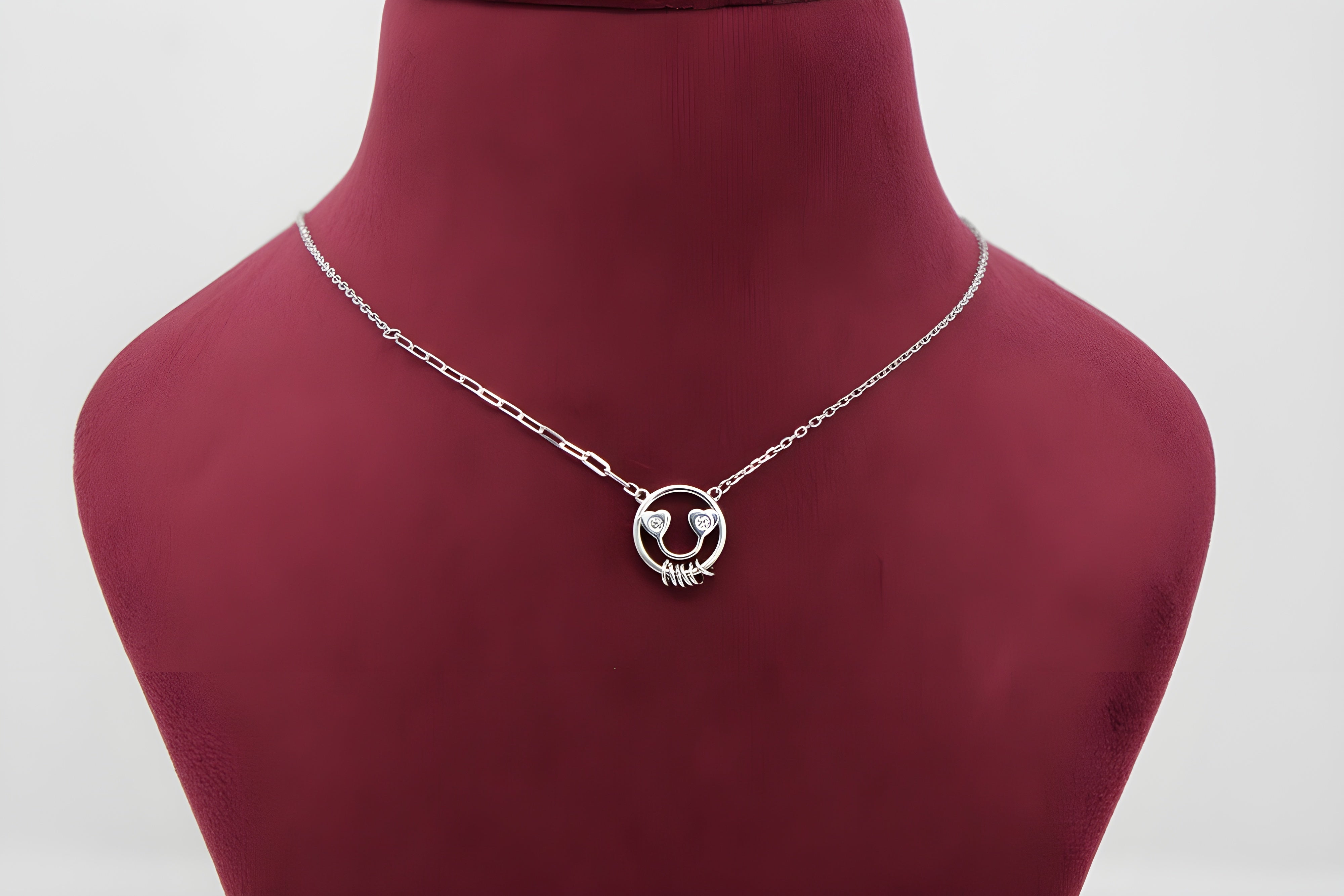 92.5 Sterling Silver Smile Face Pendant with VeeLux Premium Crystal